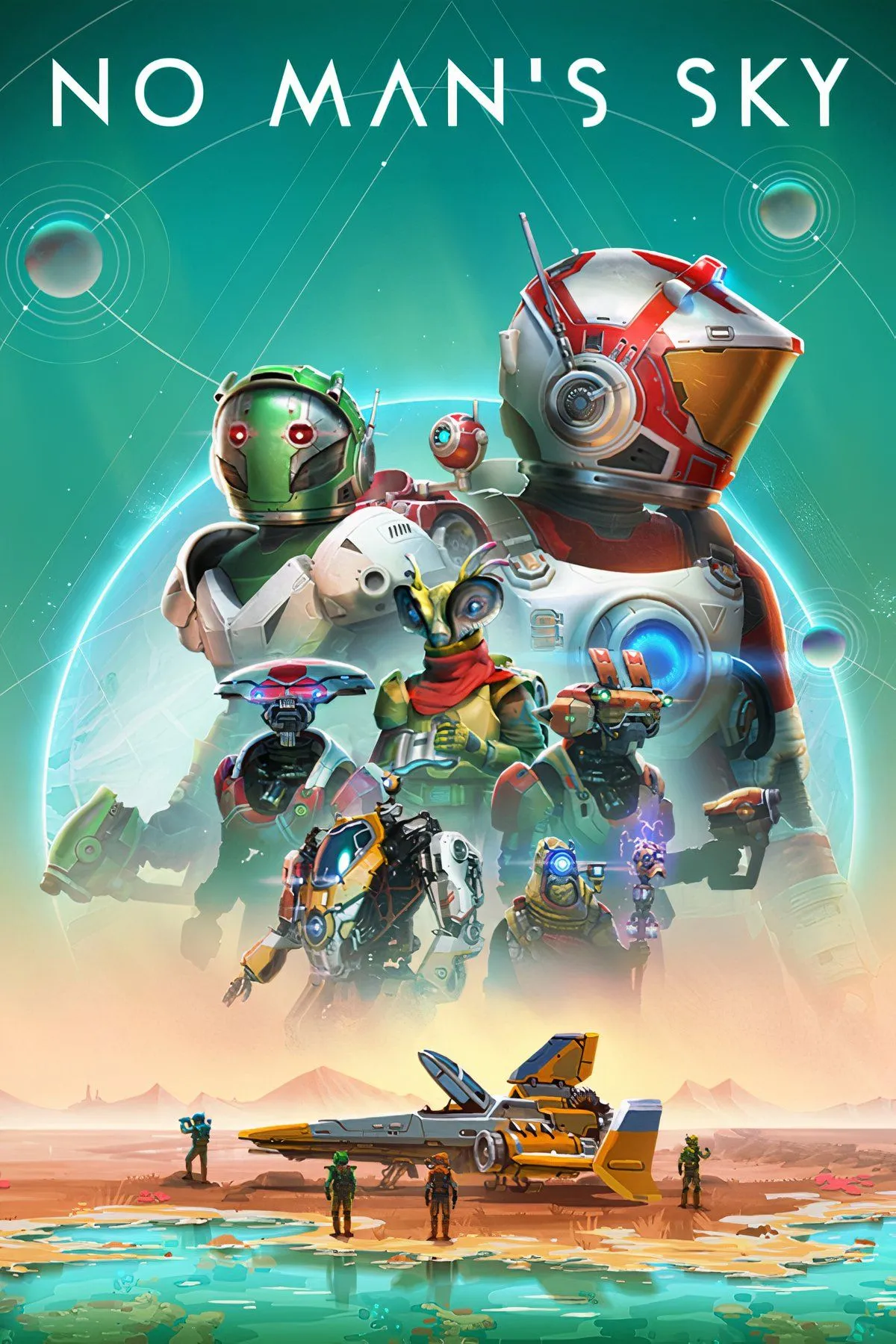Các hành tinh và tàu vũ trụ trong No Man's Sky, minh họa vũ trụ rộng lớn được cải thiện sau nhiều bản cập nhật miễn phí.