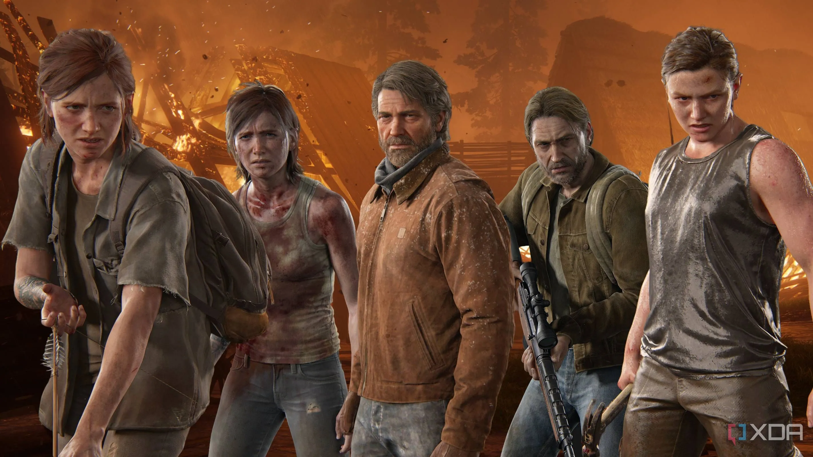 Các nhân vật chủ chốt Ellie, Joel, Tommy và Abby từ dòng game The Last of Us, biểu tượng của sự sinh tồn và xung đột.