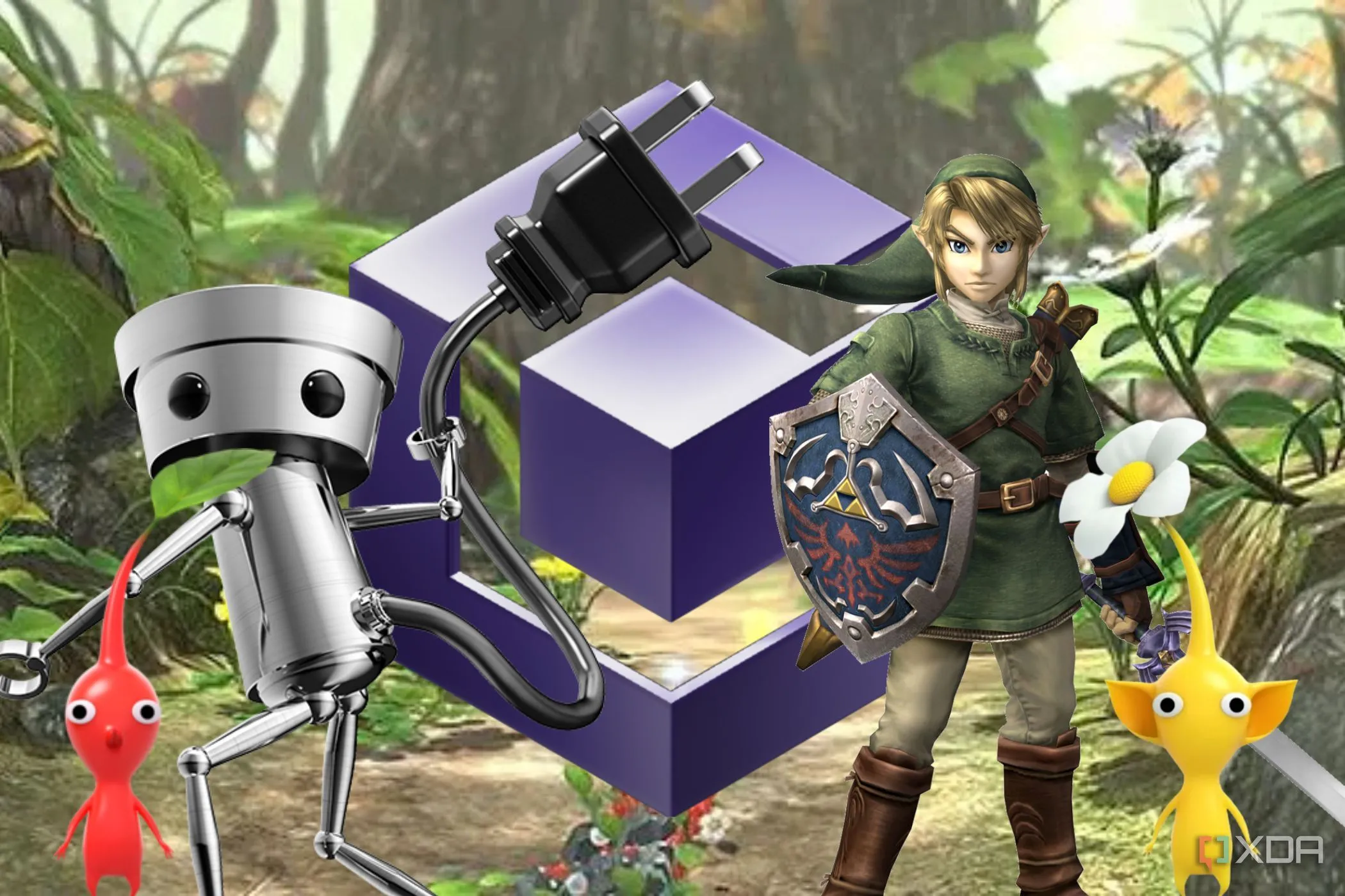 Các nhân vật Nintendo nổi tiếng xung quanh logo GameCube
