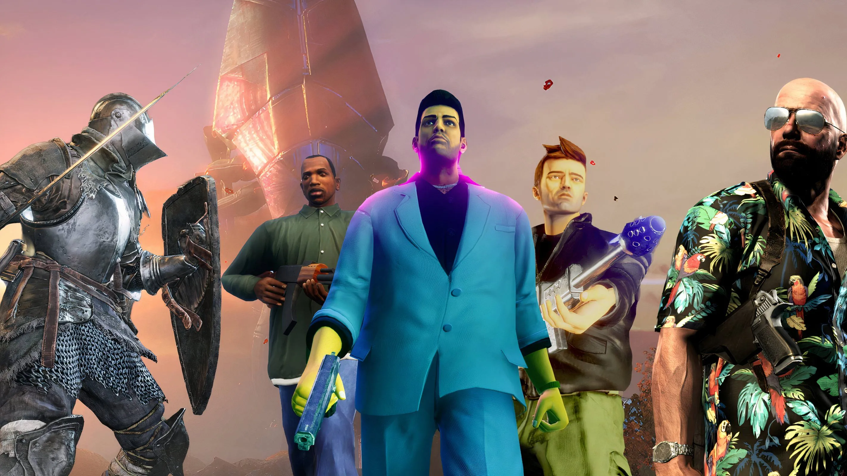 Các nhân vật từ Dark Souls, Grand Theft Auto và Max Payne minh họa những series game vĩ đại
