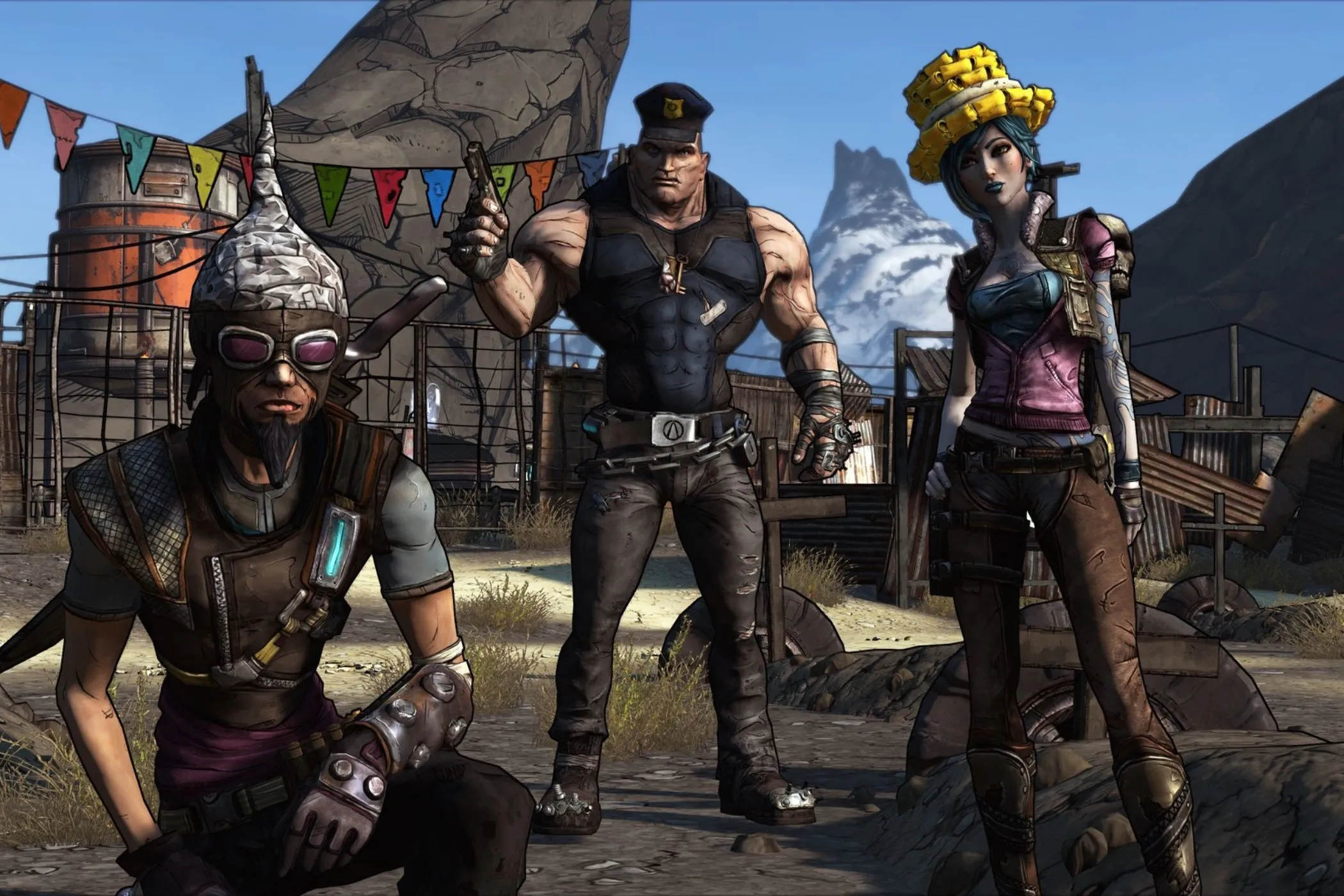 Các Vault Hunters trong Borderlands gốc với mũ và trang phục đặc trưng