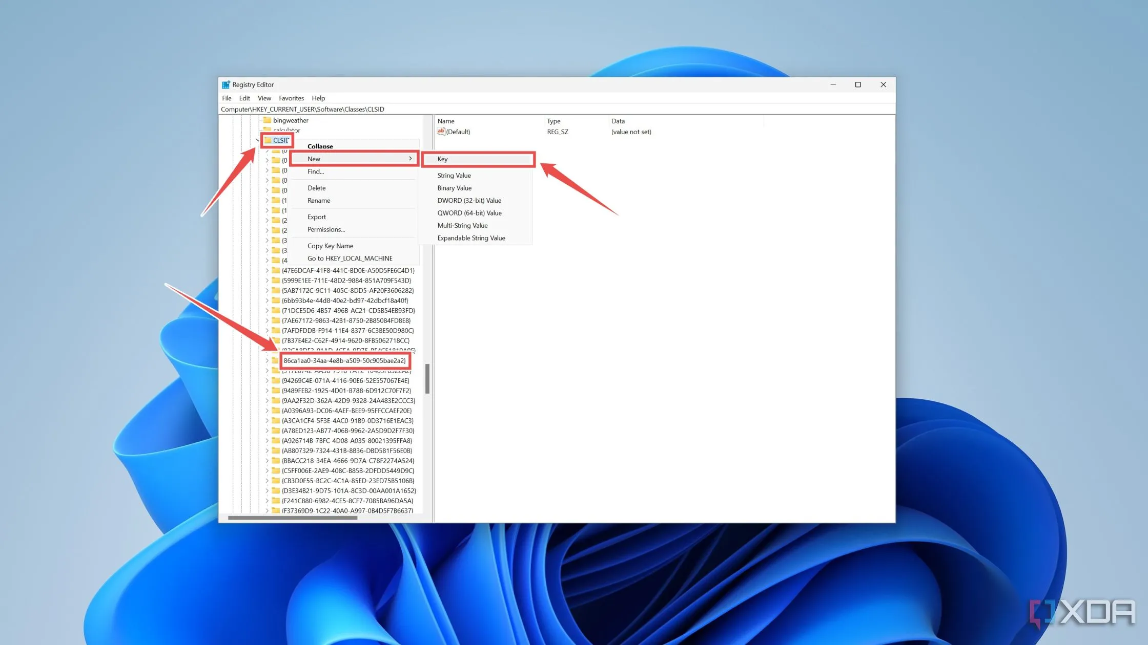 Cách tạo khóa mới {86ca1aa0-34aa-4e8b-a509-50c905bae2a2} trong thư mục CLSID của Registry