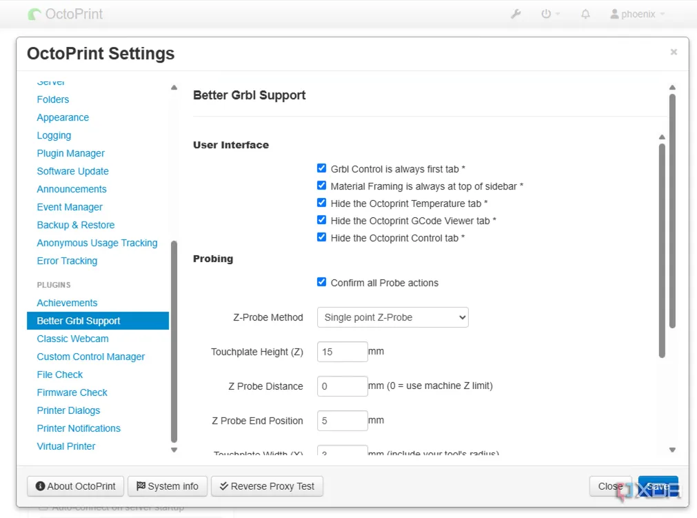 Cài đặt BetterGRBLSupport plugin trong OctoPrint: Thiết lập các thông số laser và an toàn