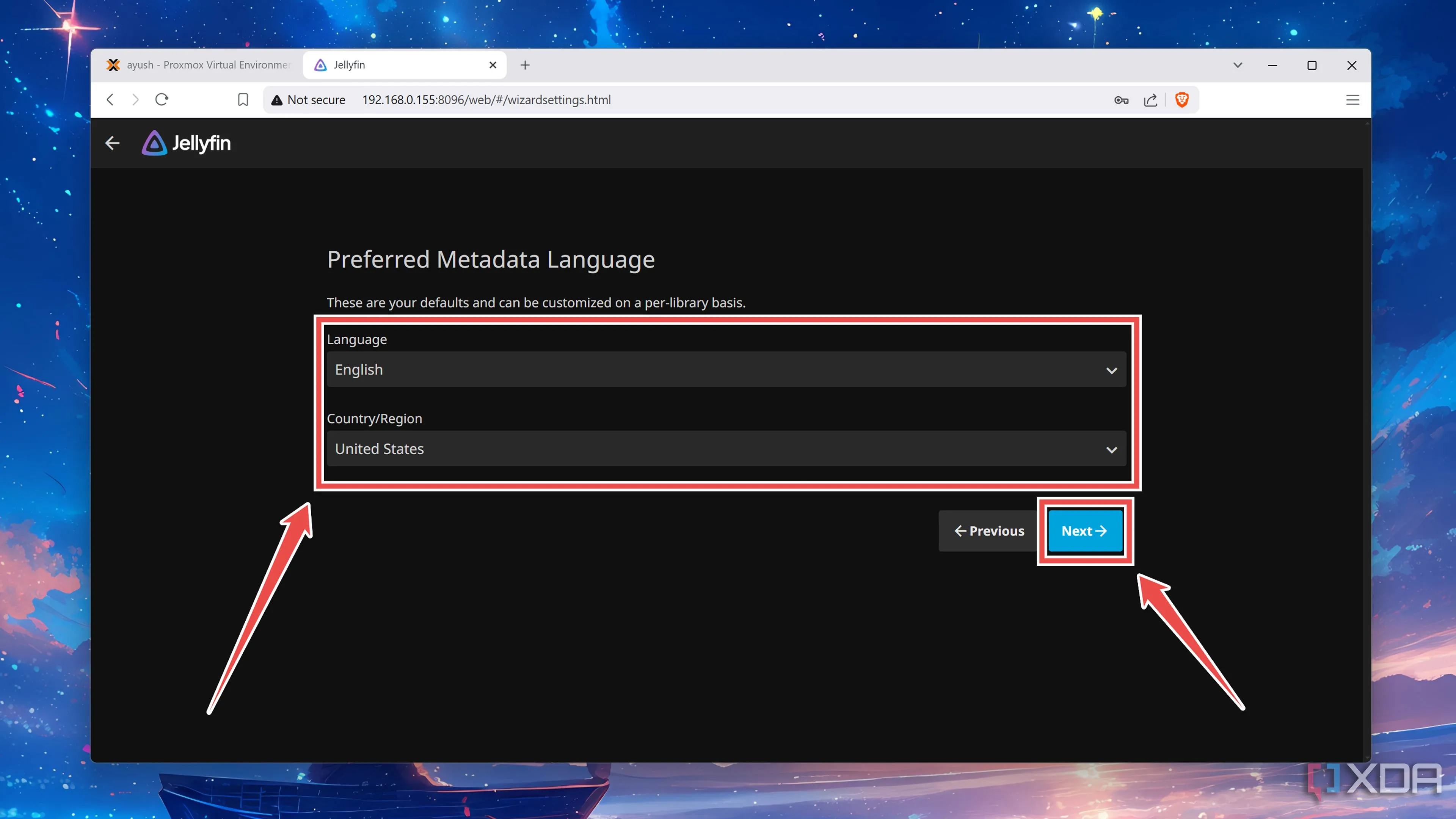 Cài đặt ngôn ngữ và khu vực cho Jellyfin media server