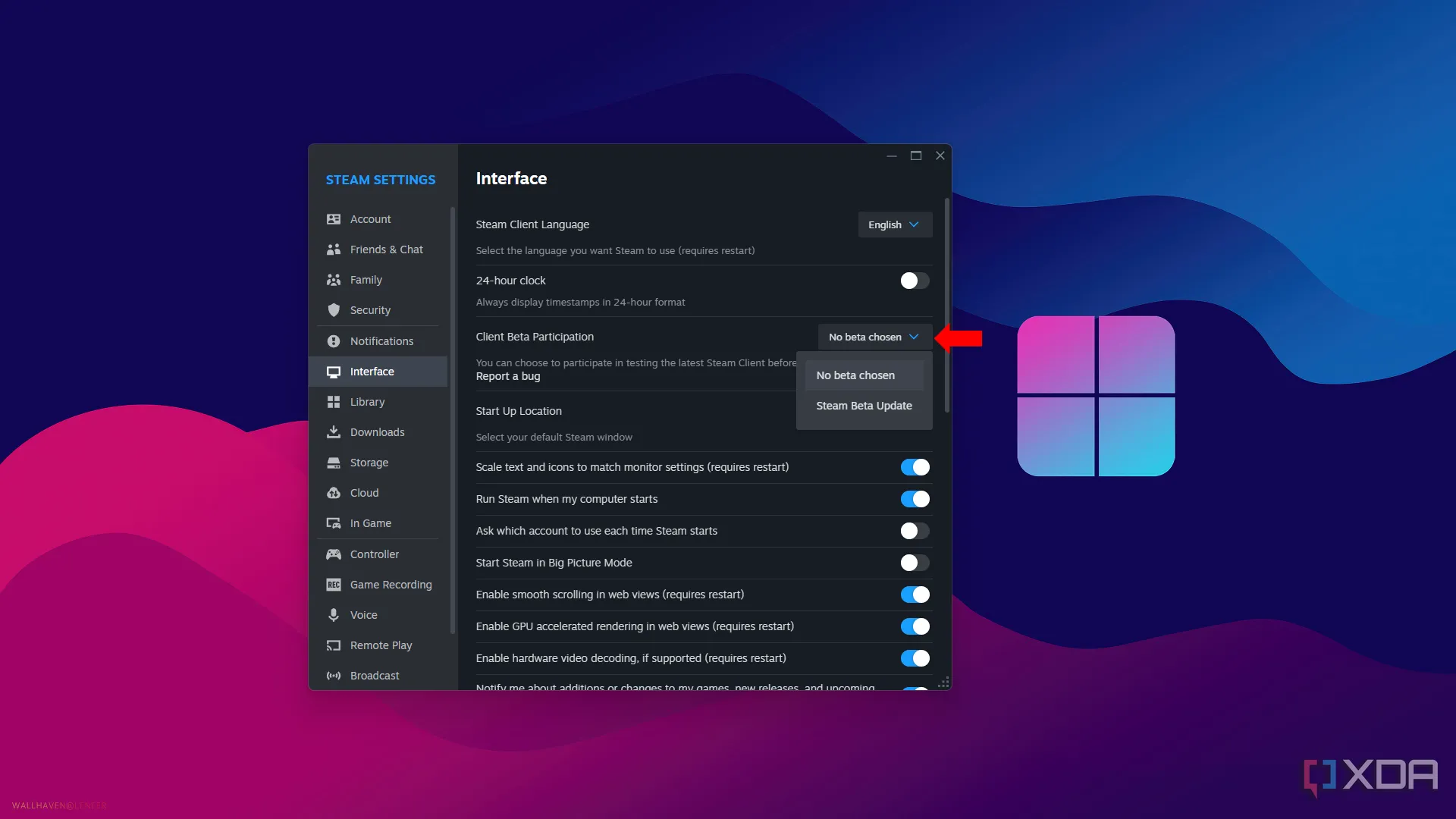 Cài đặt tham gia Steam Beta để trải nghiệm các tính năng thử nghiệm và cập nhật sớm trên Steam