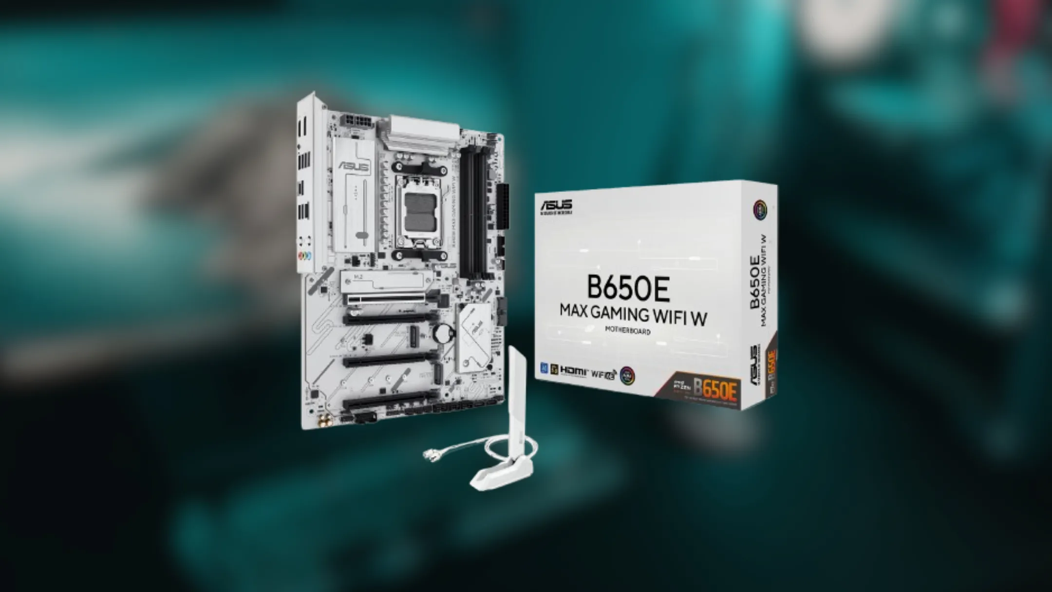 Cận cảnh các cổng kết nối và khe cắm mở rộng trên bo mạch chủ ASUS B650E Gaming Wi-Fi, bao gồm PCIe và M.2 Gen5