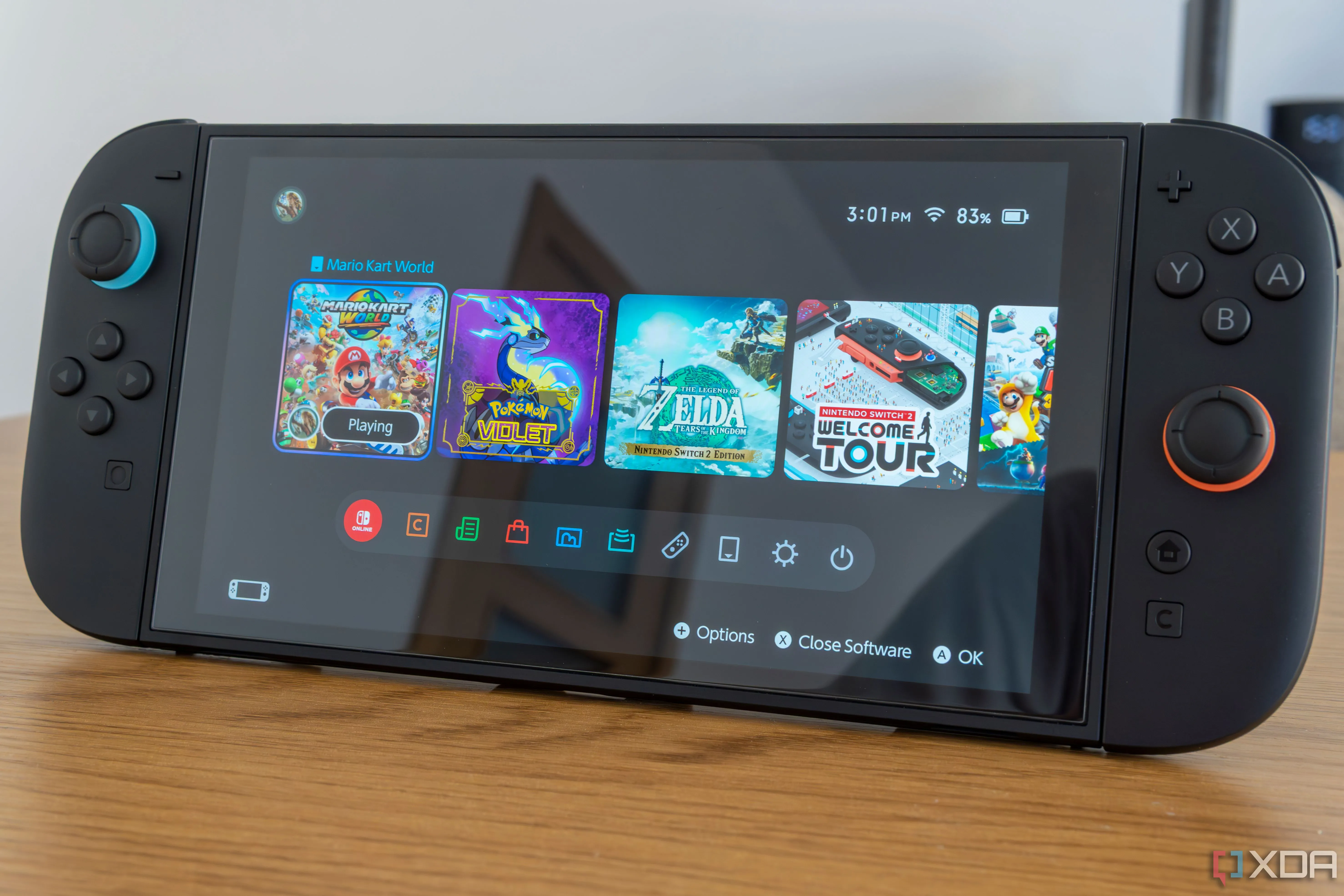 Cận cảnh giao diện màn hình chính của Nintendo Switch 2