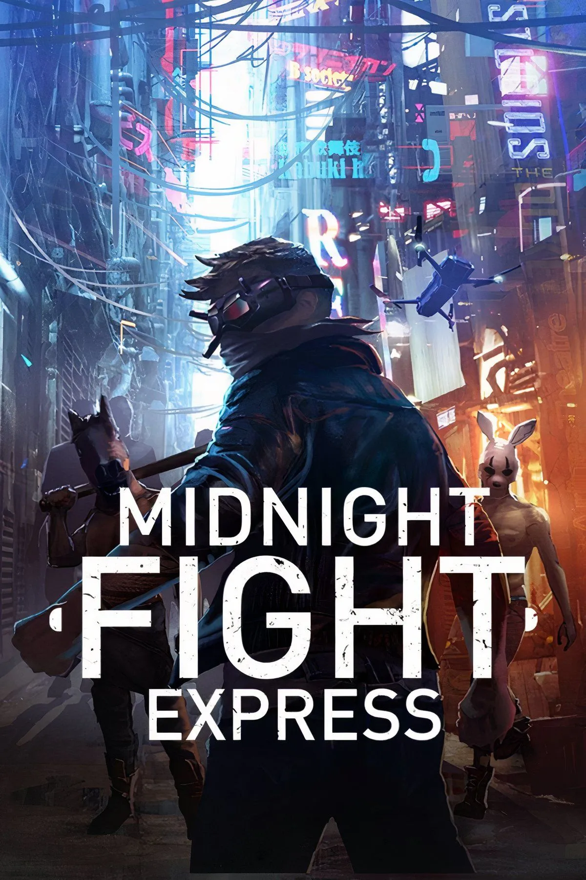 Cảnh chiến đấu bạo lực trong Midnight Fight Express, với nhân vật chính thực hiện các đòn tấn công đậm chất điện ảnh.