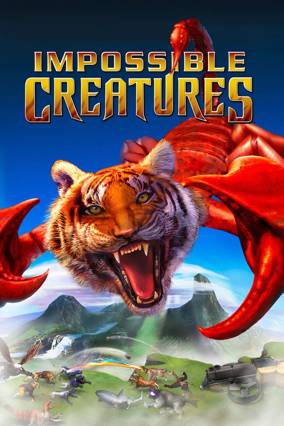 Cảnh chiến đấu của các sinh vật biến đổi gen trong Impossible Creatures, minh họa lối chơi RTS độc đáo