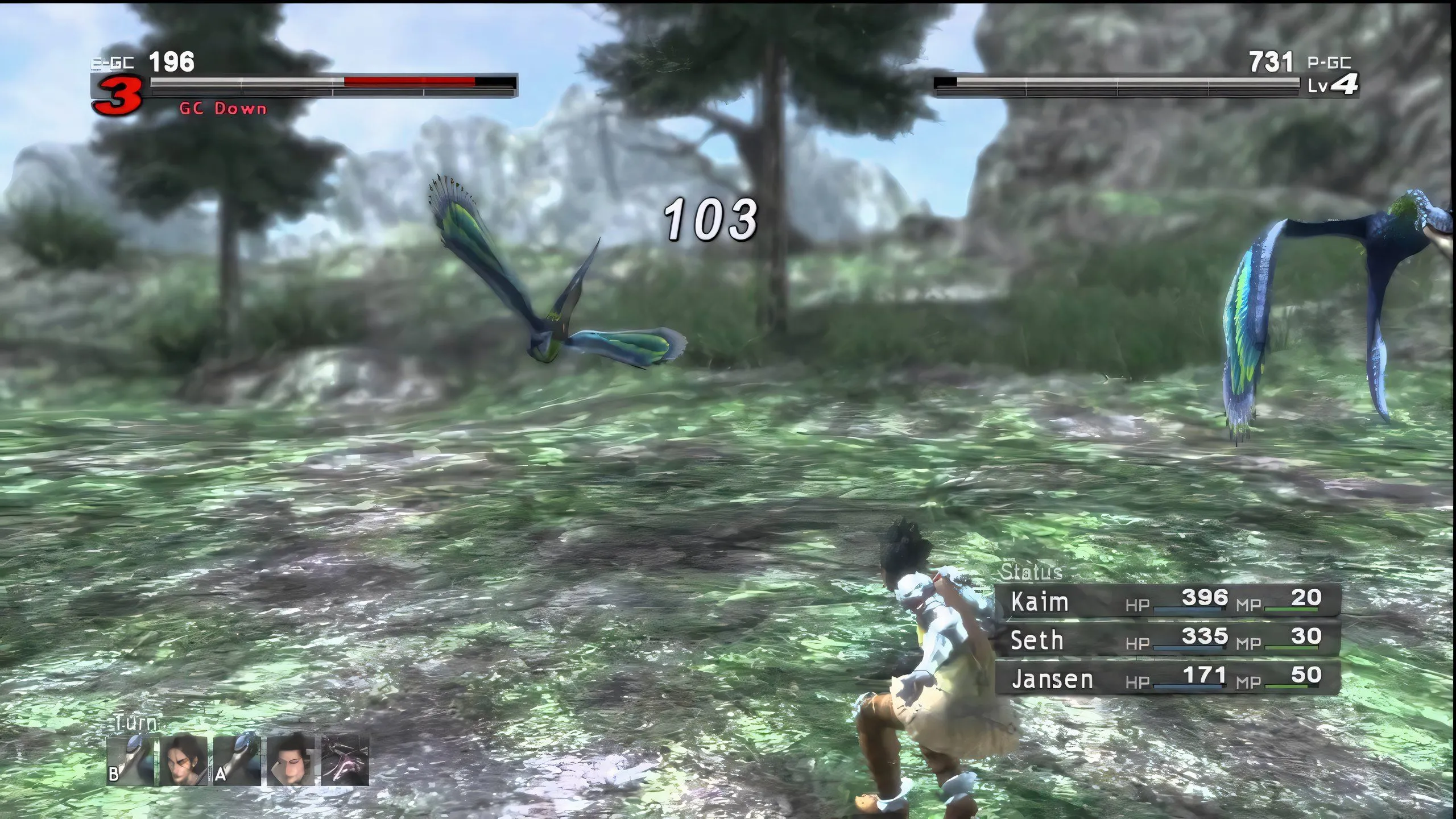 Cảnh chiến đấu trong Lost Odyssey với đồ họa giả tưởng