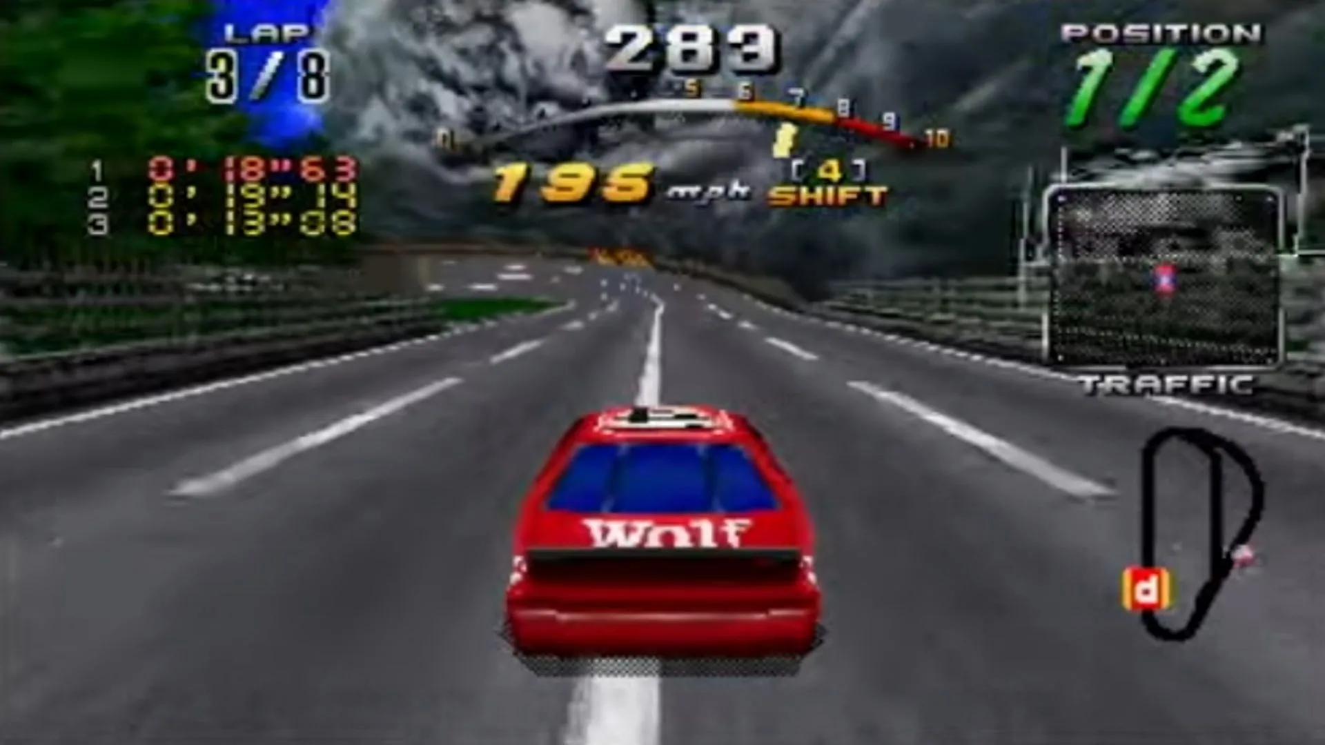 Cảnh chơi game trong Daytona USA CCE trên Sega Saturn