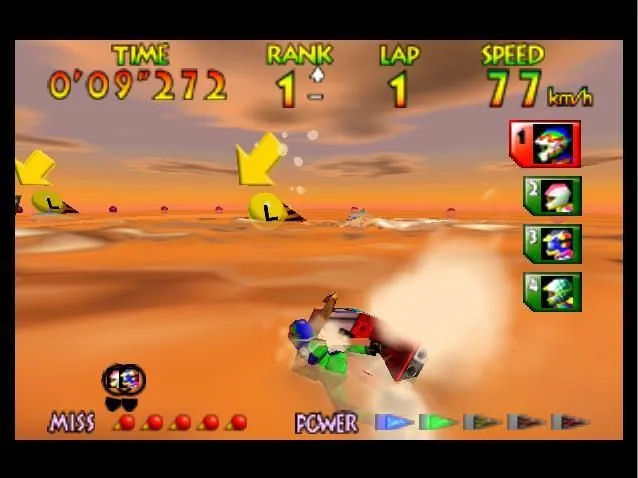 Cảnh đua mô tô nước trong game kinh điển Wave Race 64 trên Nintendo 64
