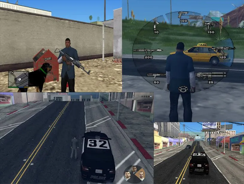 Cảnh gameplay của bản mod Grand Theft Auto V Legacy, tái tạo GTA V trên nền đồ họa PS2