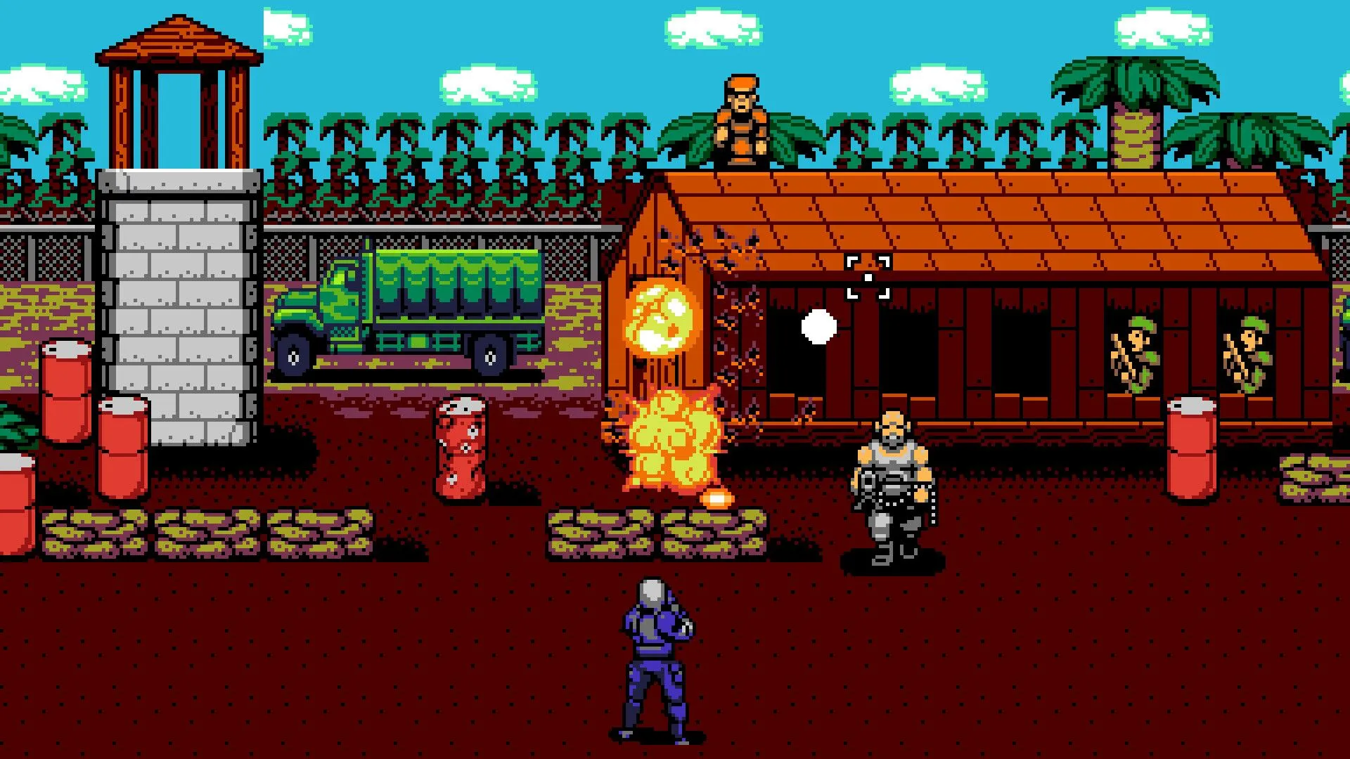 Cảnh gameplay của một trong 50 tựa game trong UFO 50, một game phiêu lưu hành động 8-bit.