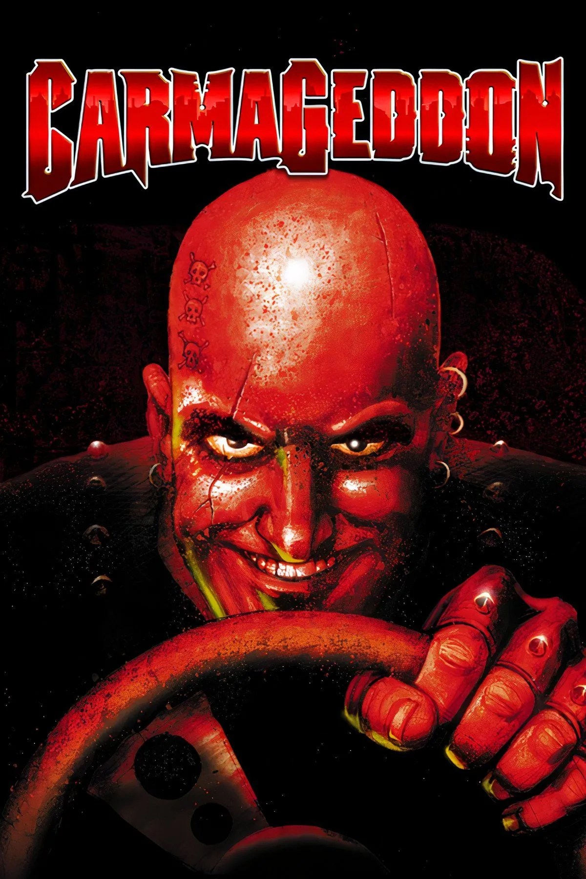 Cảnh hỗn loạn trong game đua xe đối kháng Carmageddon với nhiều vụ va chạm