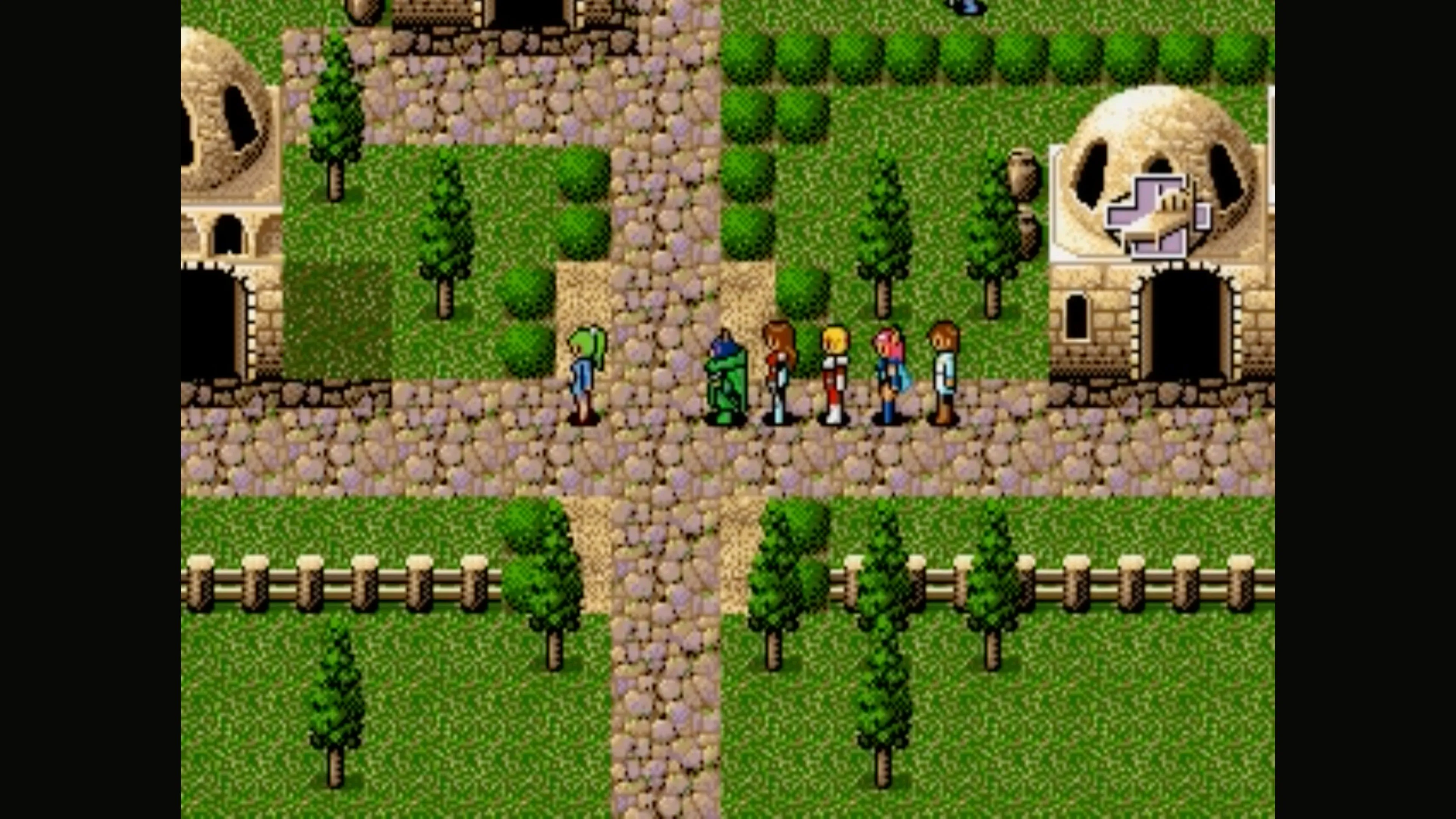 Cảnh khám phá thế giới rộng lớn trong game JRPG kinh điển Phantasy Star IV: The End of the Millennium trên Sega Genesis