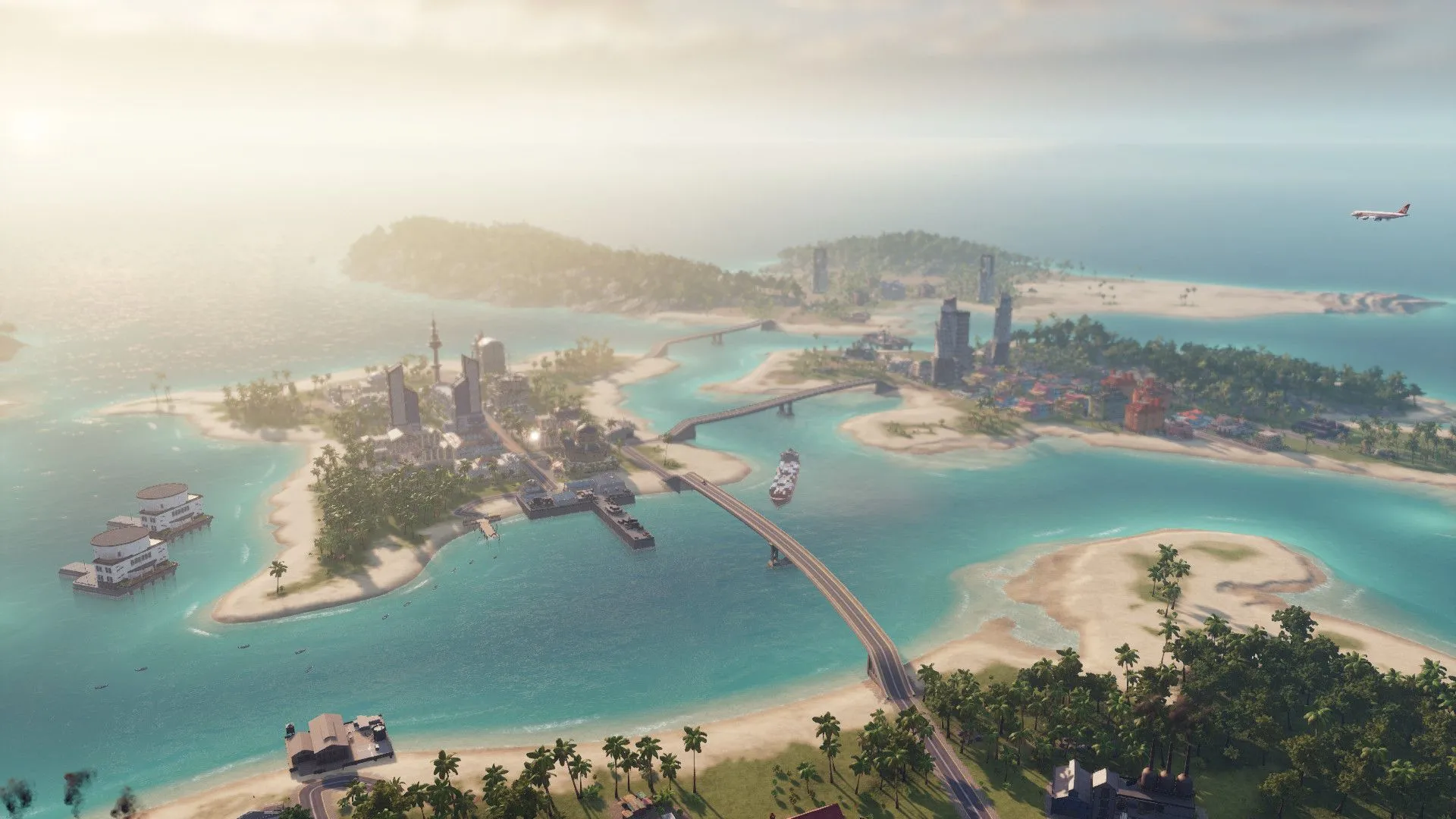 Cảnh quân đội diễn tập trong Tropico 6, thể hiện khía cạnh quân sự và an ninh của quốc gia đảo