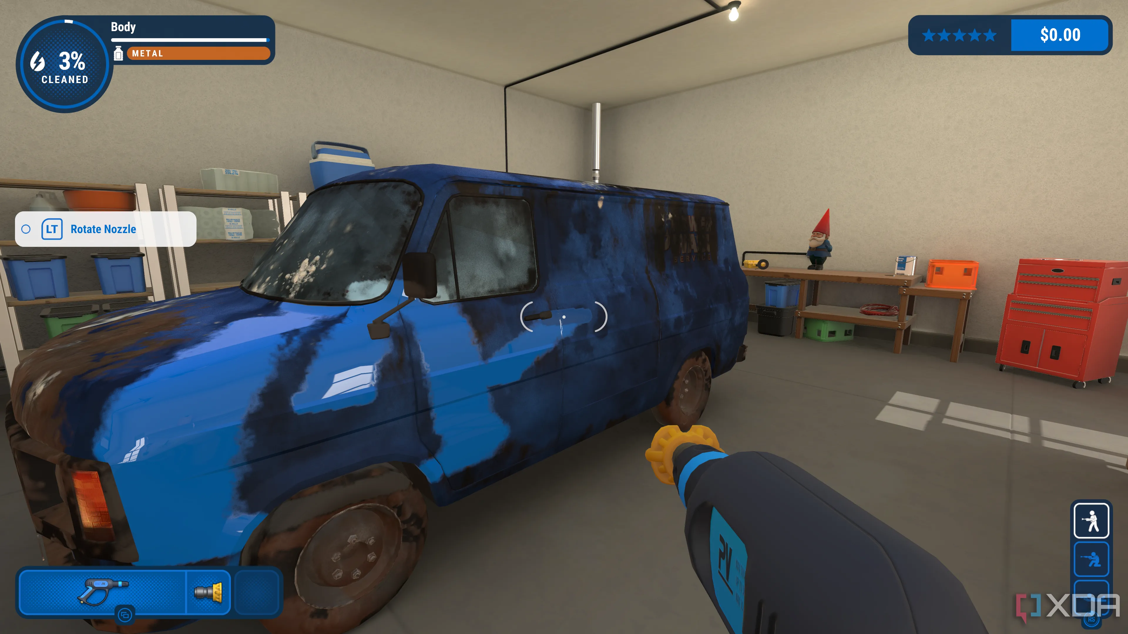 Cảnh rửa xe van trong game PowerWash Simulator, một ví dụ về tựa game tạo xu hướng văn hóa trên Steam.