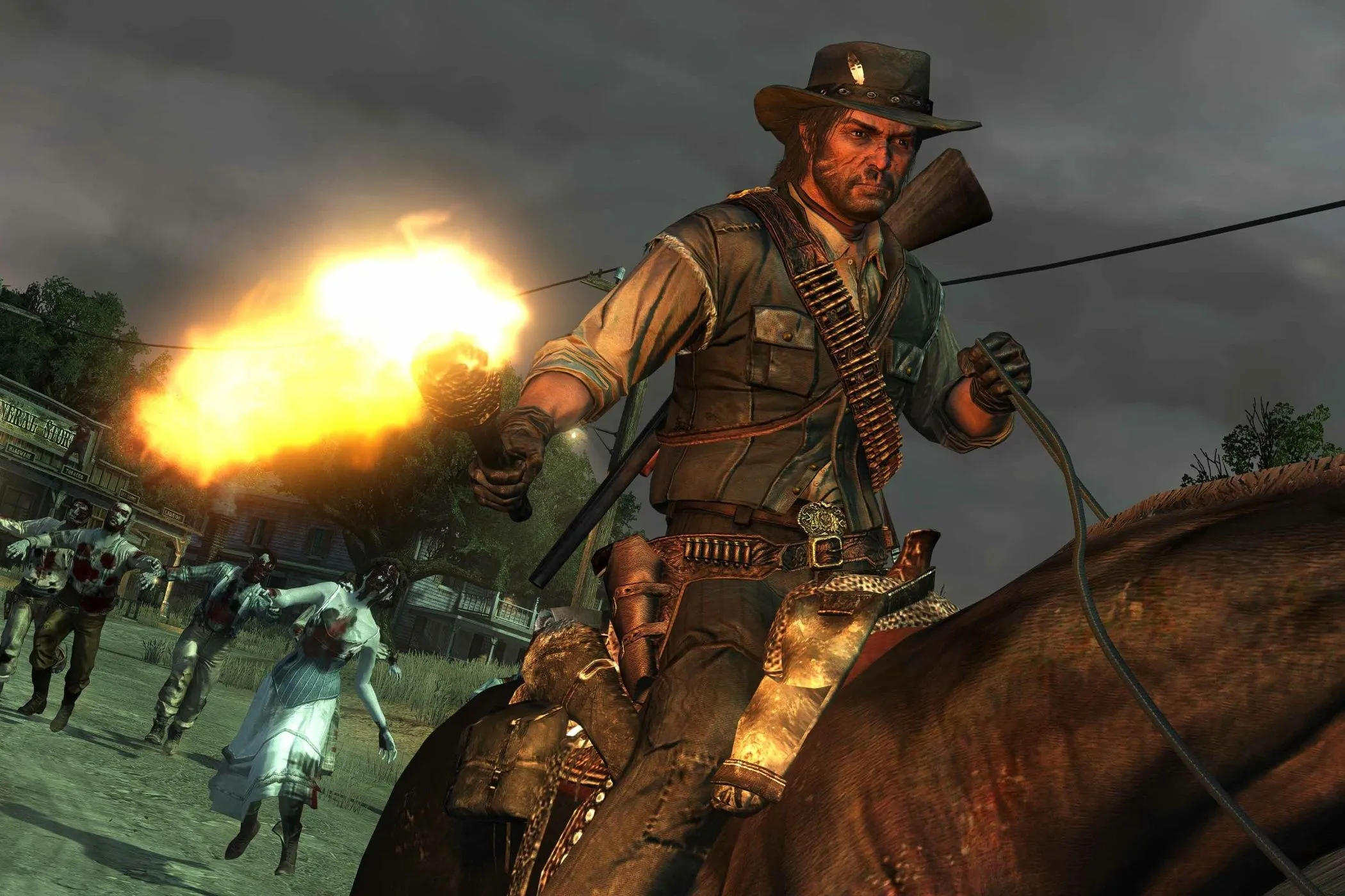 Cảnh săn zombie trong Red Dead Redemption Undead Nightmare, minh họa cho một tựa game PC có sức ảnh hưởng văn hóa sâu rộng