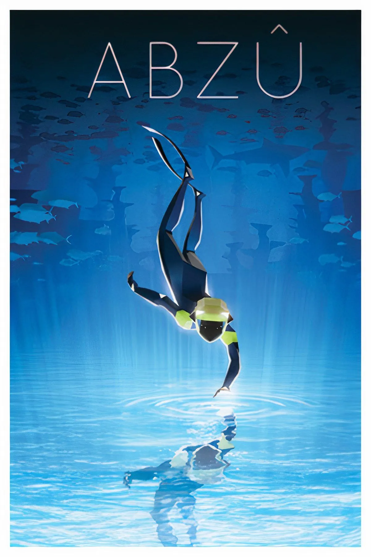 Cảnh trong game ABZU với nhân vật người lặn đang khám phá đại dương đầy màu sắc và sinh vật biển