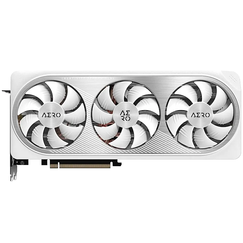 Card đồ họa Gigabyte GeForce RTX 4070 AERO màu trắng bạc với 3 quạt làm mát