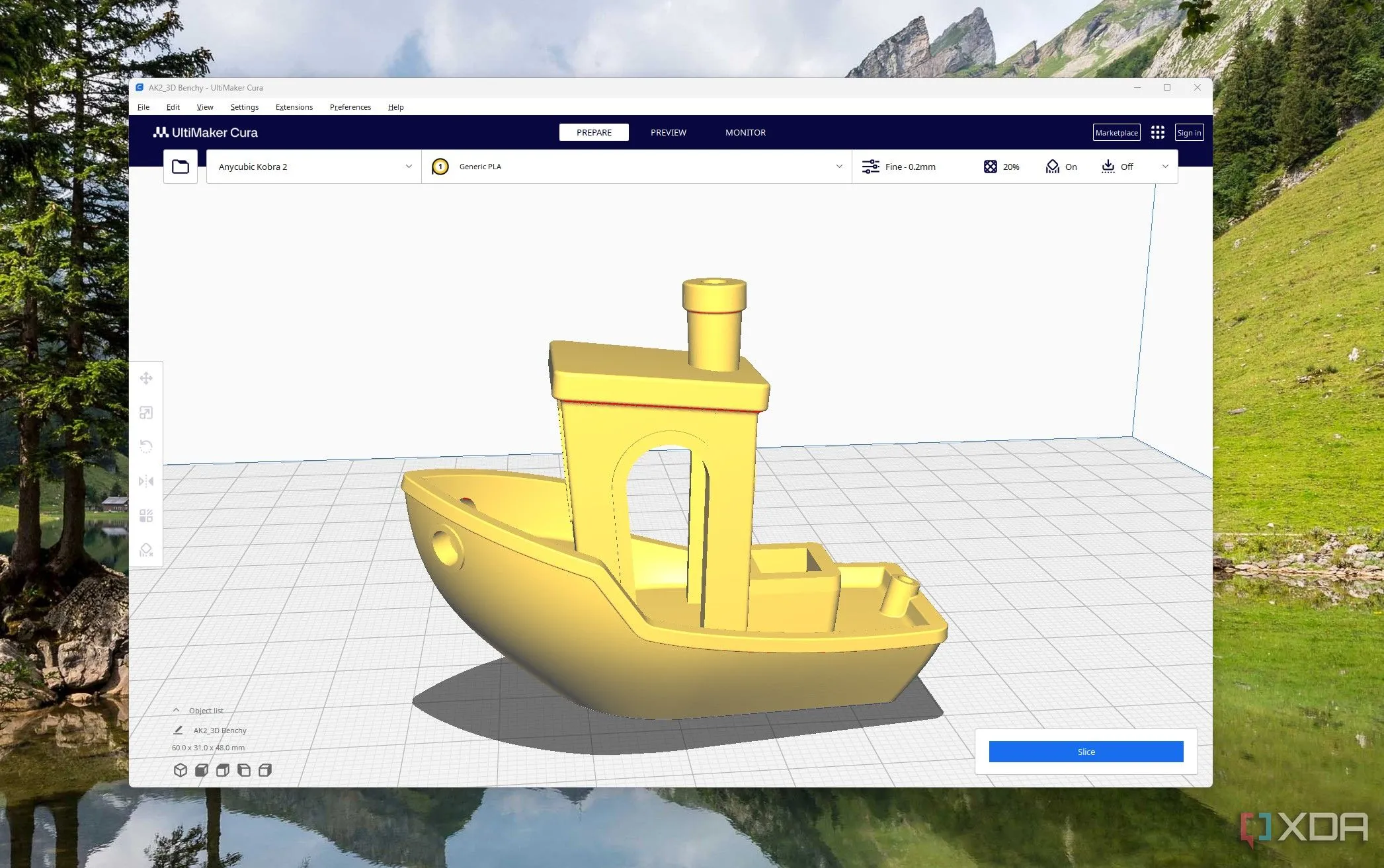 Cắt lát mô hình Benchy 3D trong Cura