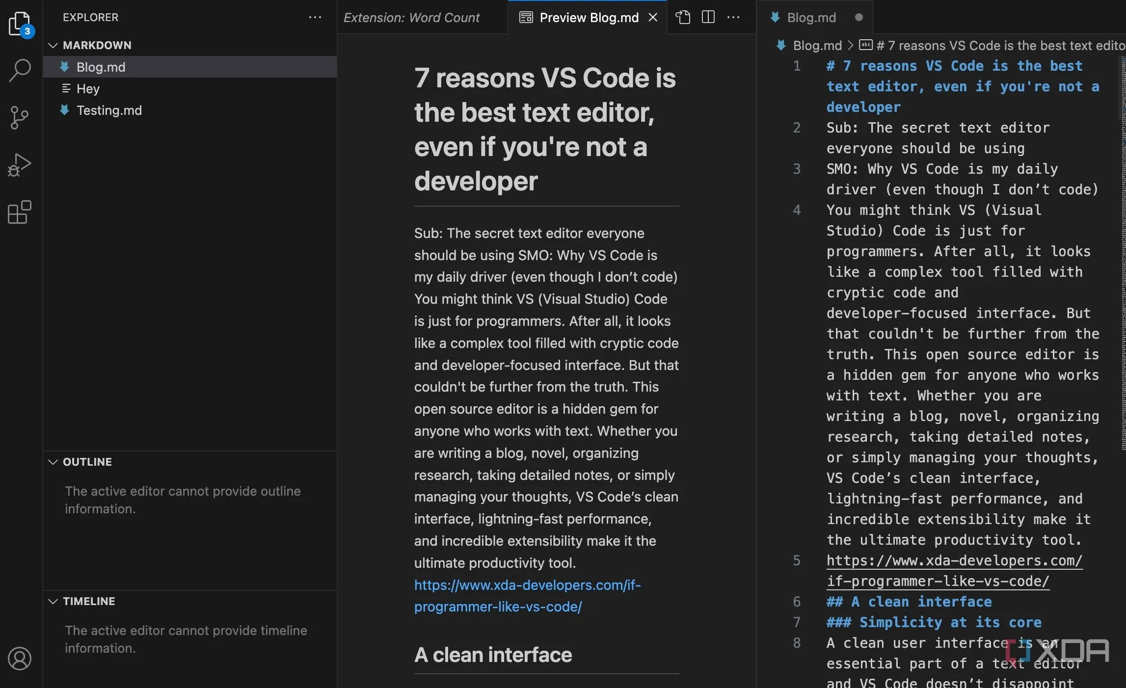 Chế độ chia màn hình (split view) trong Visual Studio Code minh họa khả năng làm việc đa nhiệm