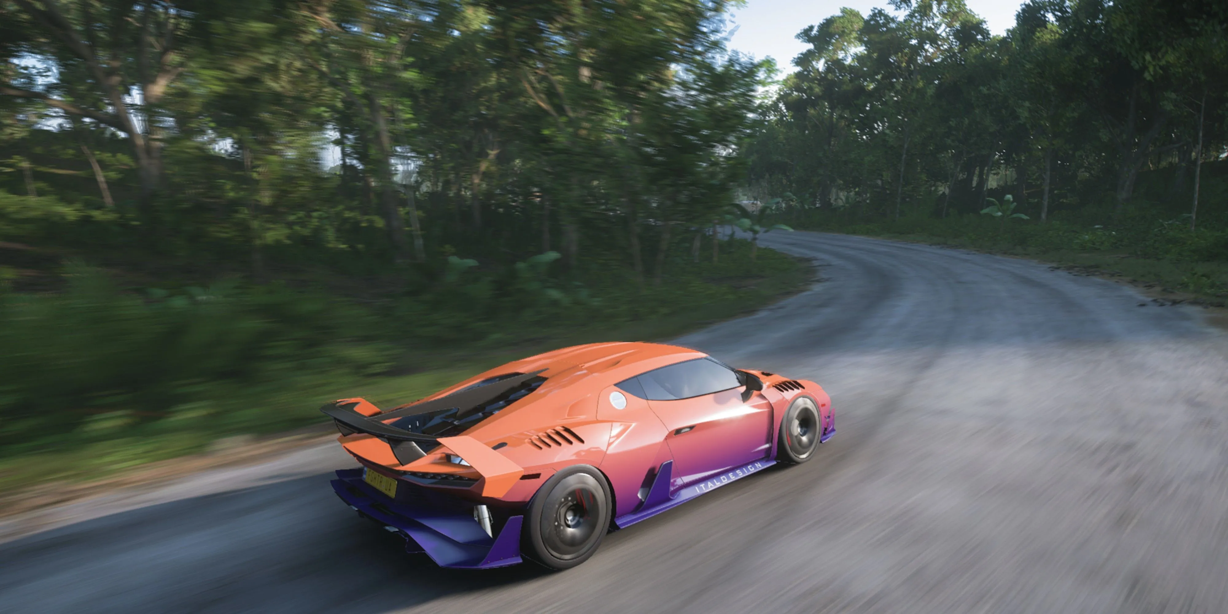Chiếc xe thể thao Italdesign Zerouno rực rỡ trong bối cảnh Forza Horizon 5
