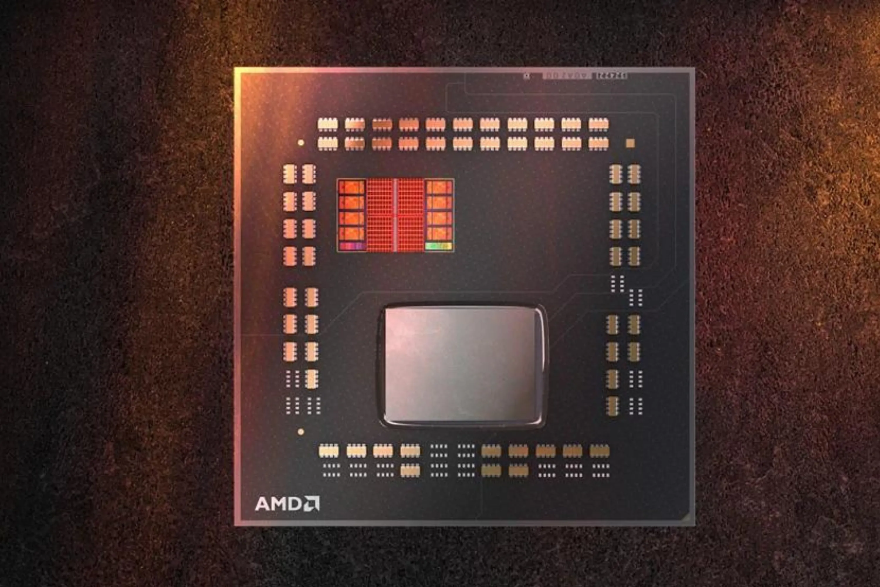 Chip vi xử lý AMD Ryzen 7 5800X3D cận cảnh, hiển thị các chi tiết