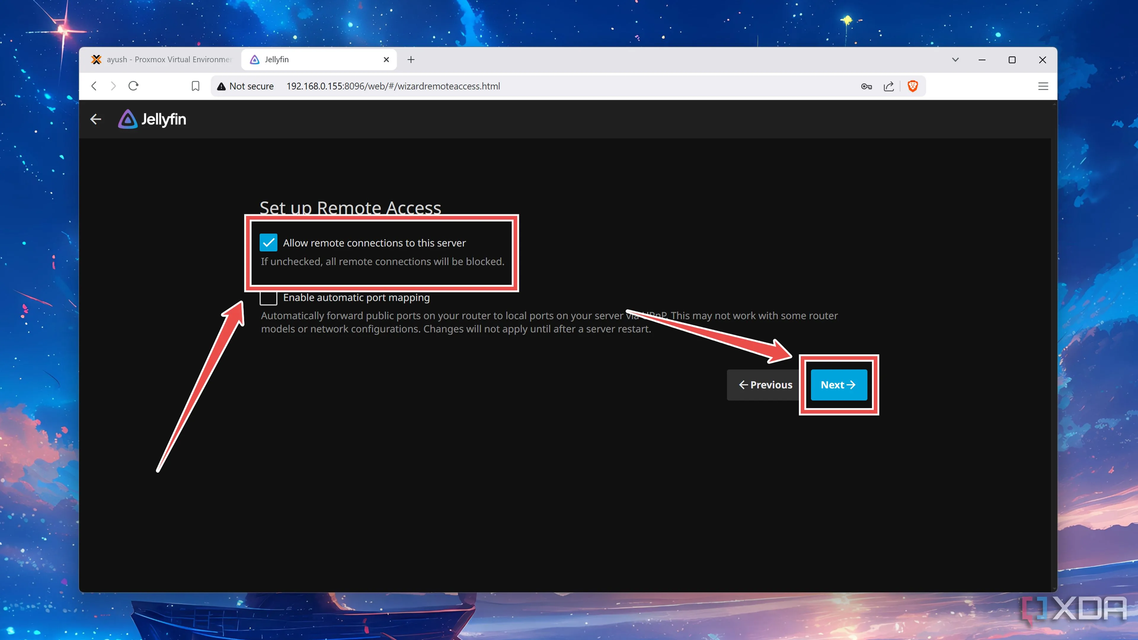 Cho phép kết nối SSH đến Jellyfin server trong quá trình cài đặt ban đầu