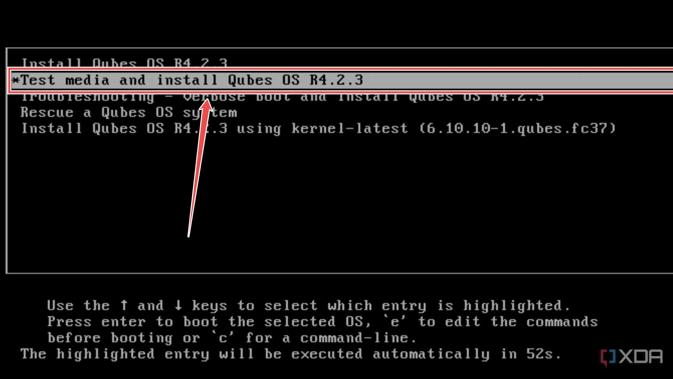 Chọn tùy chọn Test media and install Qubes OS