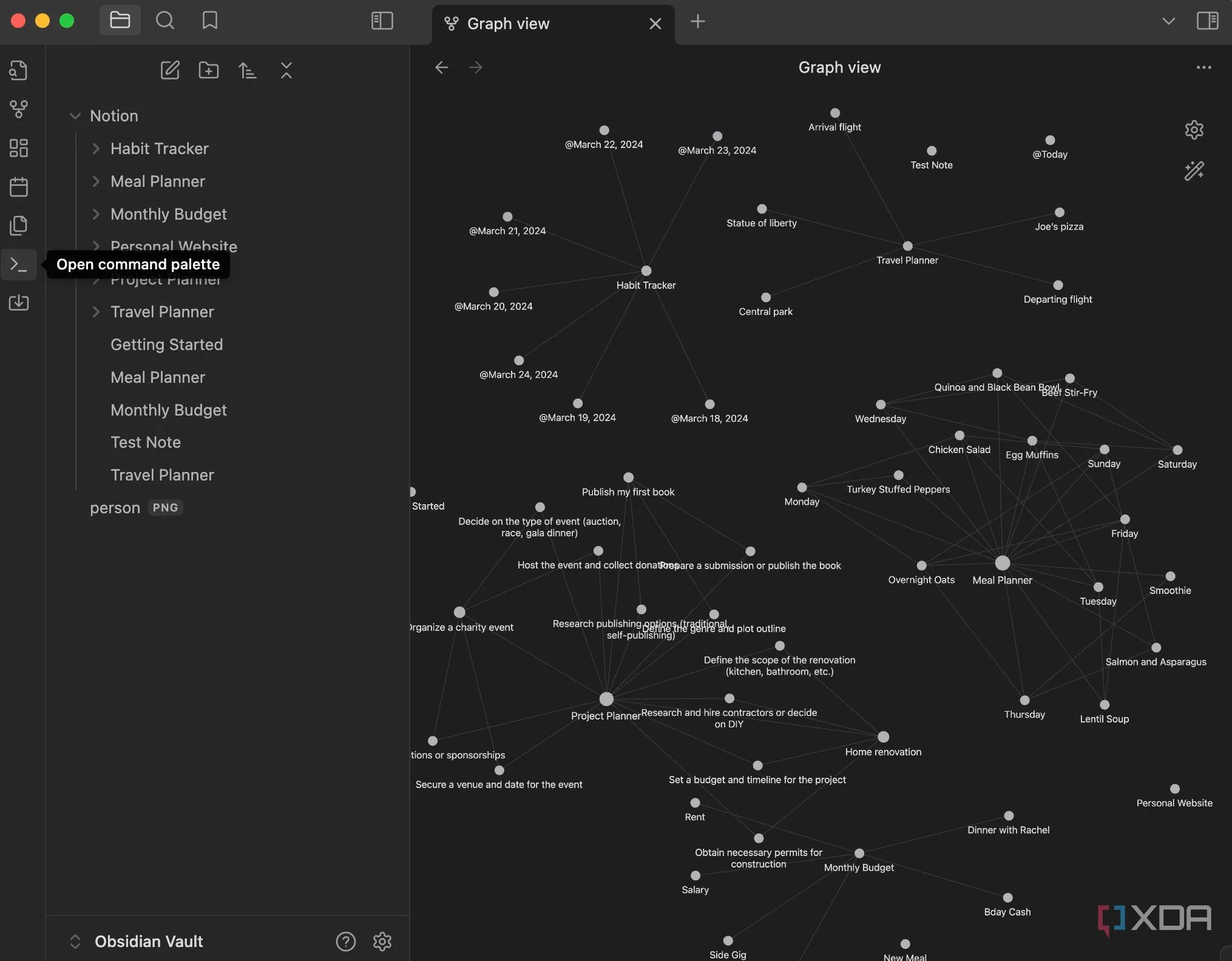 Chức năng Graph View trong ứng dụng Obsidian