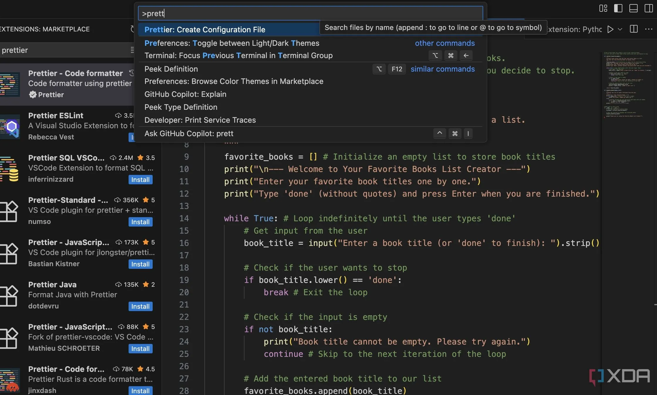 Code đã được định dạng tự động bởi tiện ích mở rộng Prettier trong Visual Studio Code
