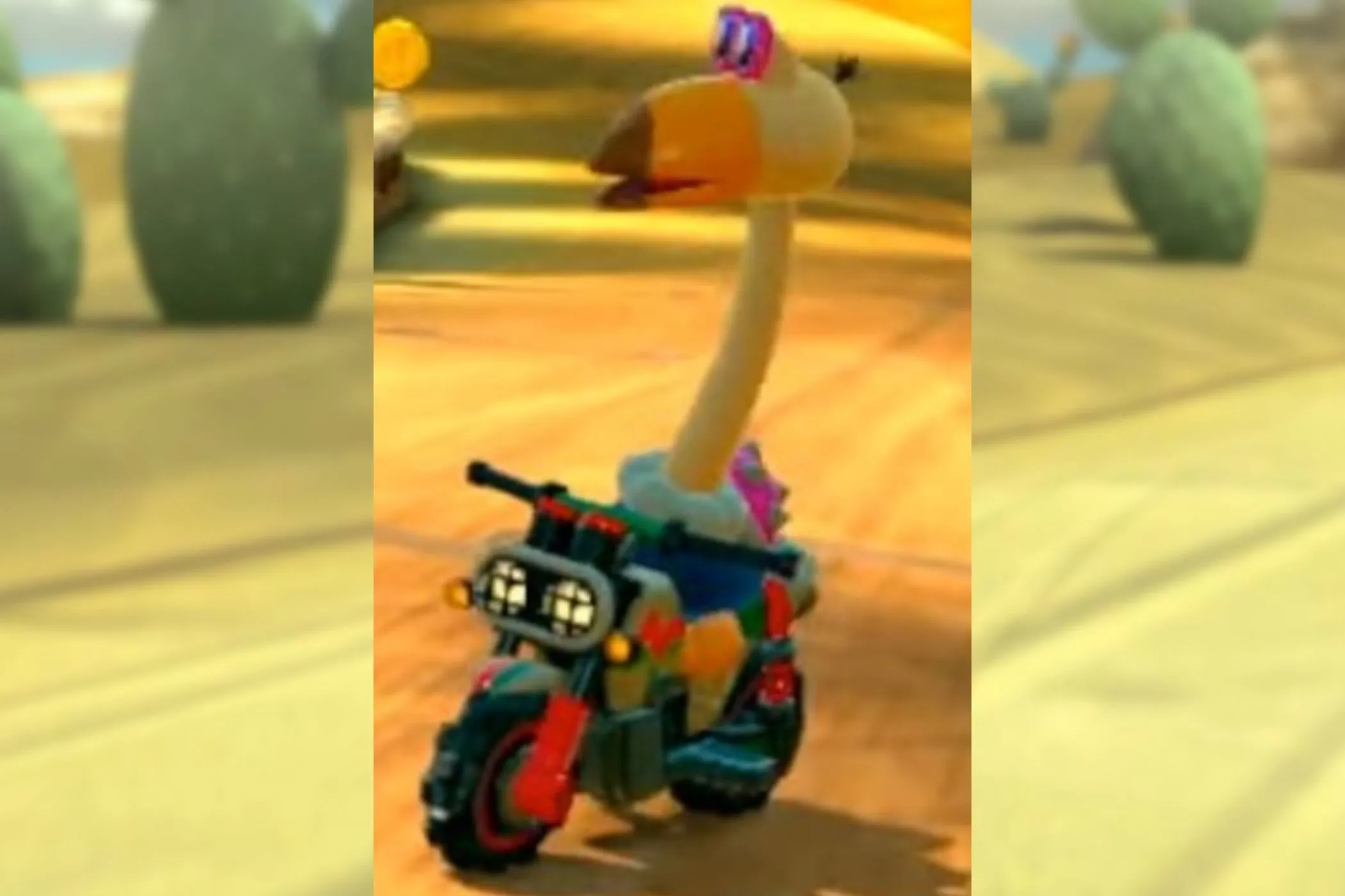 Conkdor lái xe kart trên đường đua sa mạc trong trailer Mario Kart World