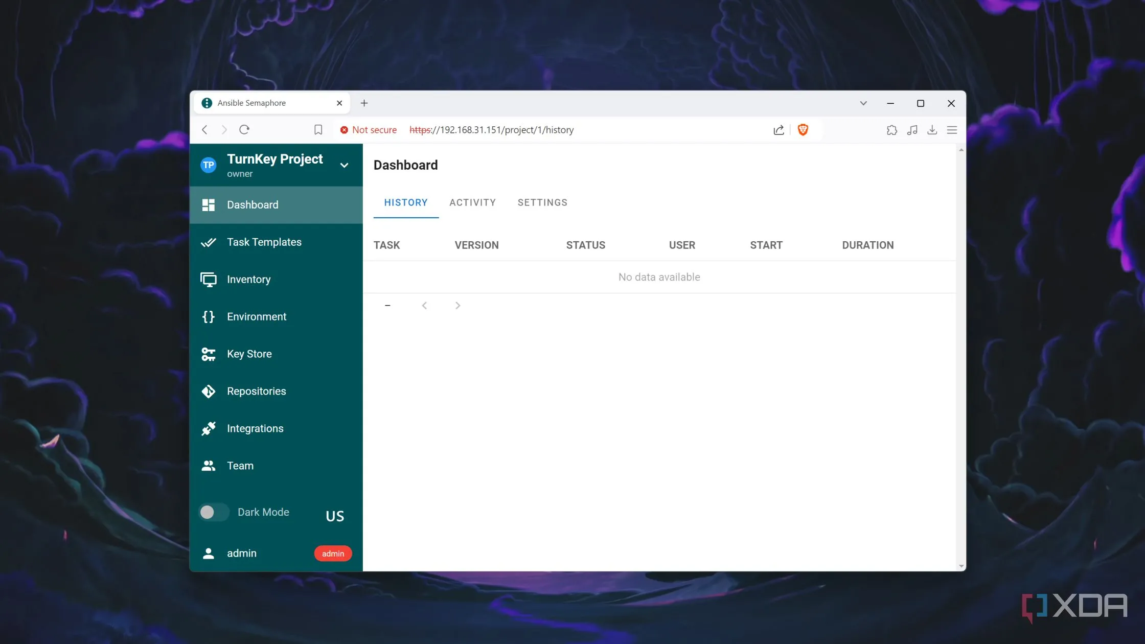 Container Ansible với giao diện web Semaphore đang chạy bên trong Proxmox