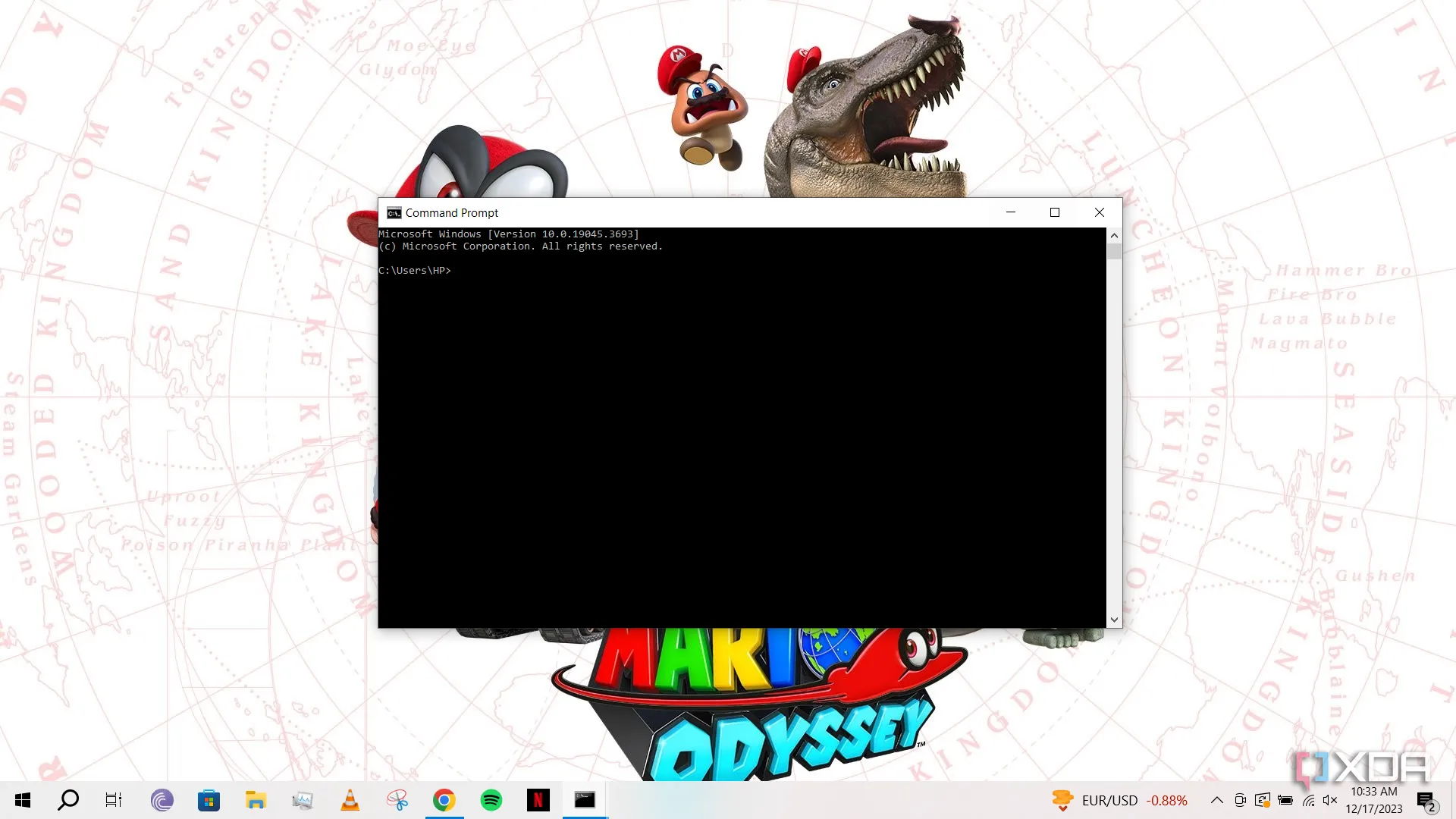 Cửa sổ Command Prompt (CMD) trên Windows 10, dấu hiệu có thể có script độc hại chạy nền khi khởi động
