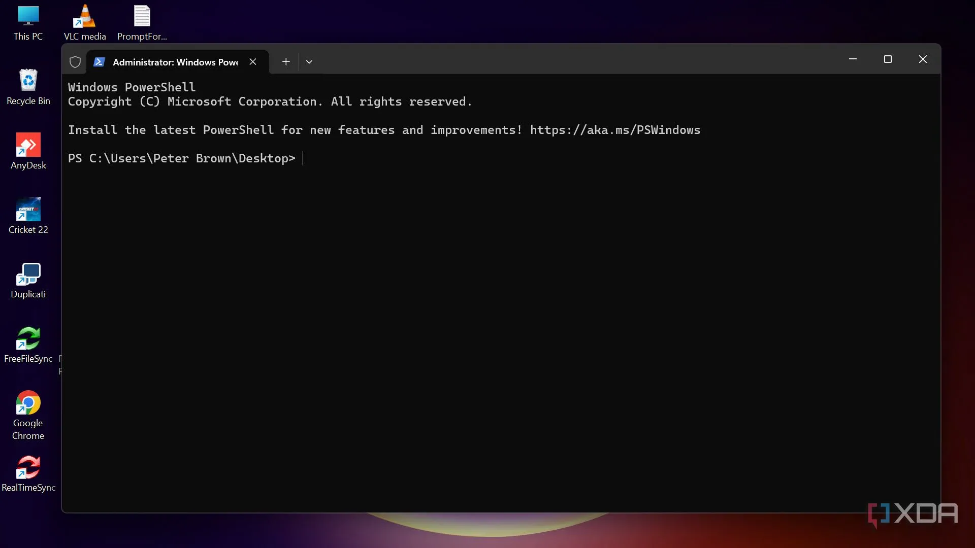 Cửa sổ Windows Terminal hiển thị trên màn hình desktop, minh họa giao diện điều khiển dòng lệnh tập trung.