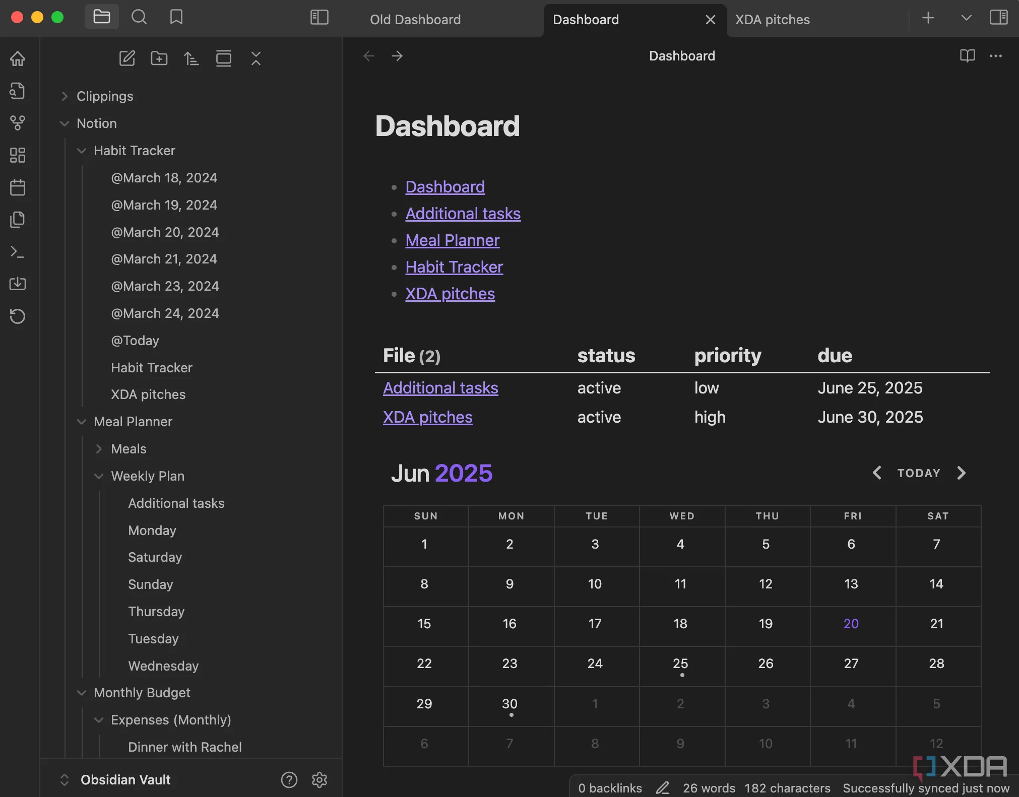 Dashboard Obsidian đã hoàn thiện với Dataview