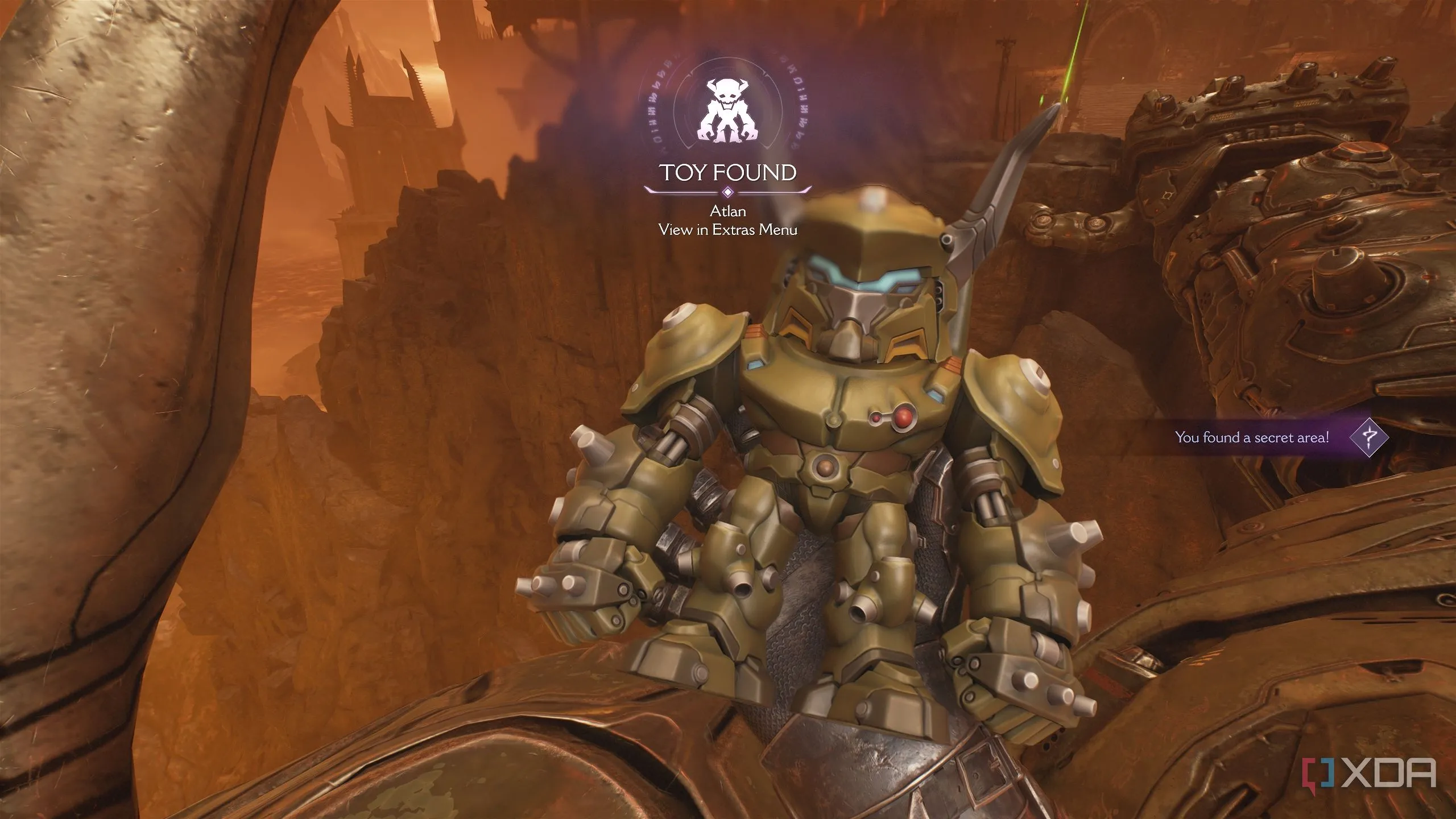 Đồ chơi sưu tầm Atlan Mech (Atlan Mech toy collectible) trong Doom: The Dark Ages