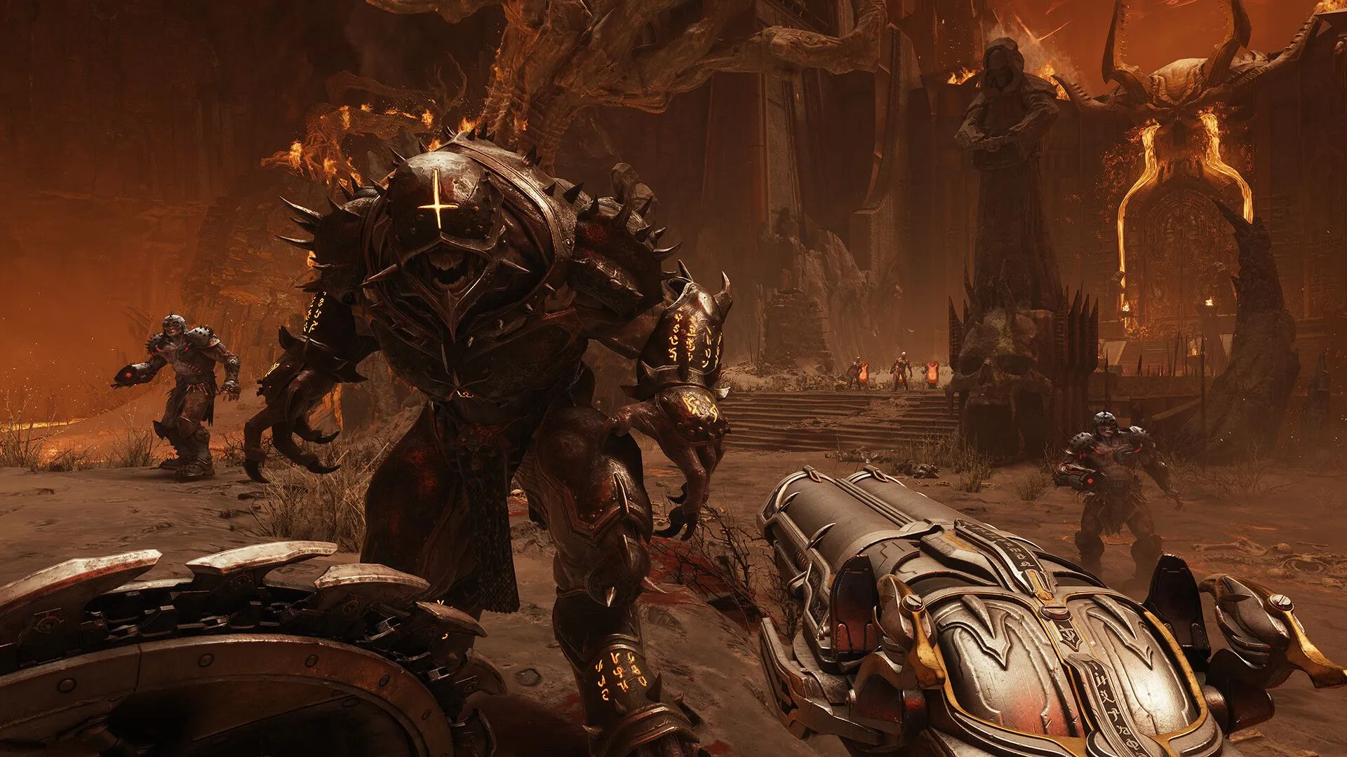 Doom Slayer với khiên cưa và vũ khí thời trung cổ trong Doom The Dark Ages