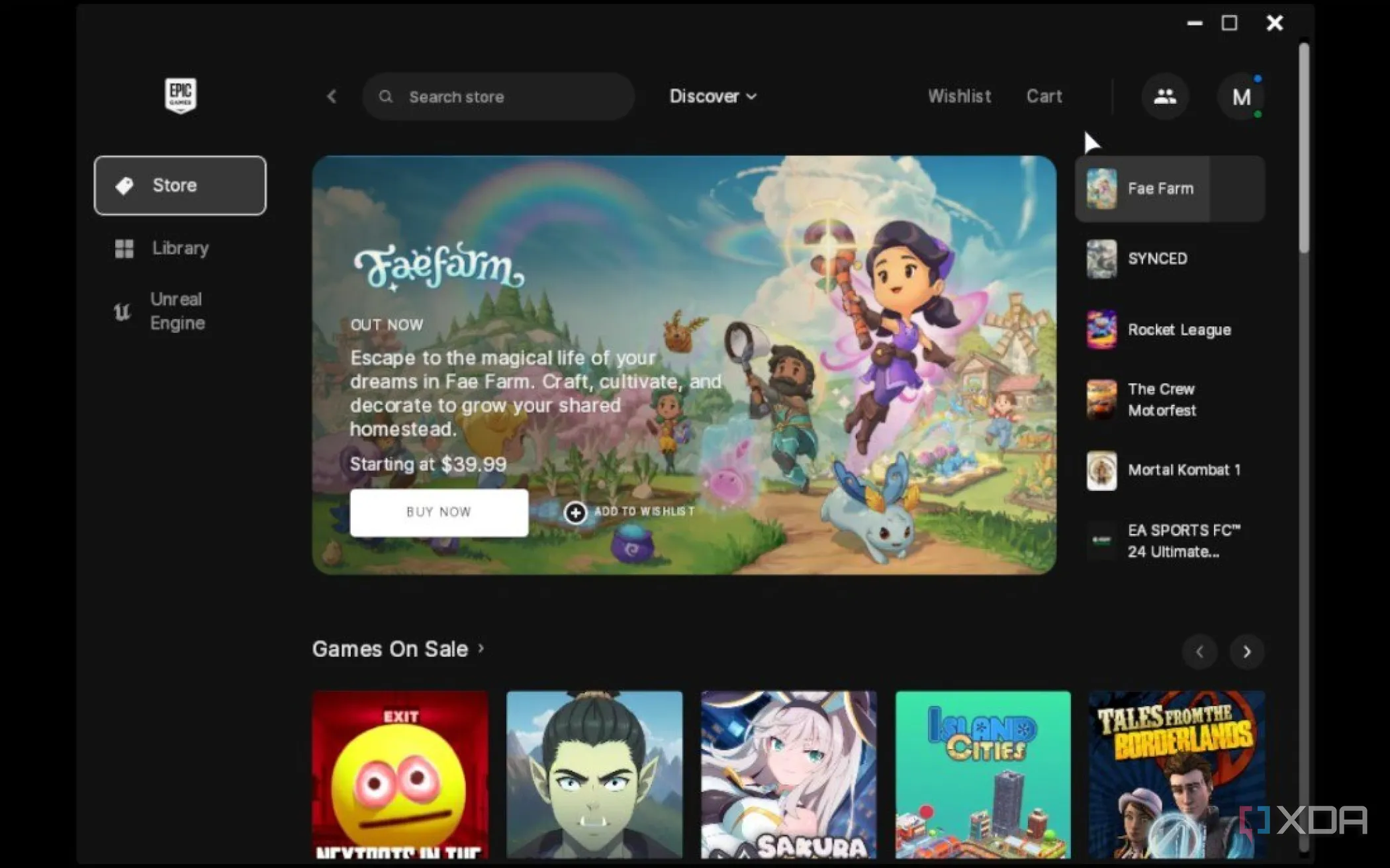 Epic Games Launcher hiển thị trên Steam Deck, cho thấy tính linh hoạt của nền tảng game.