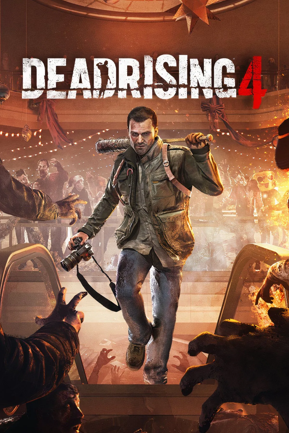 Frank West chiến đấu với đám zombie trong bối cảnh Giáng sinh ở Dead Rising 4