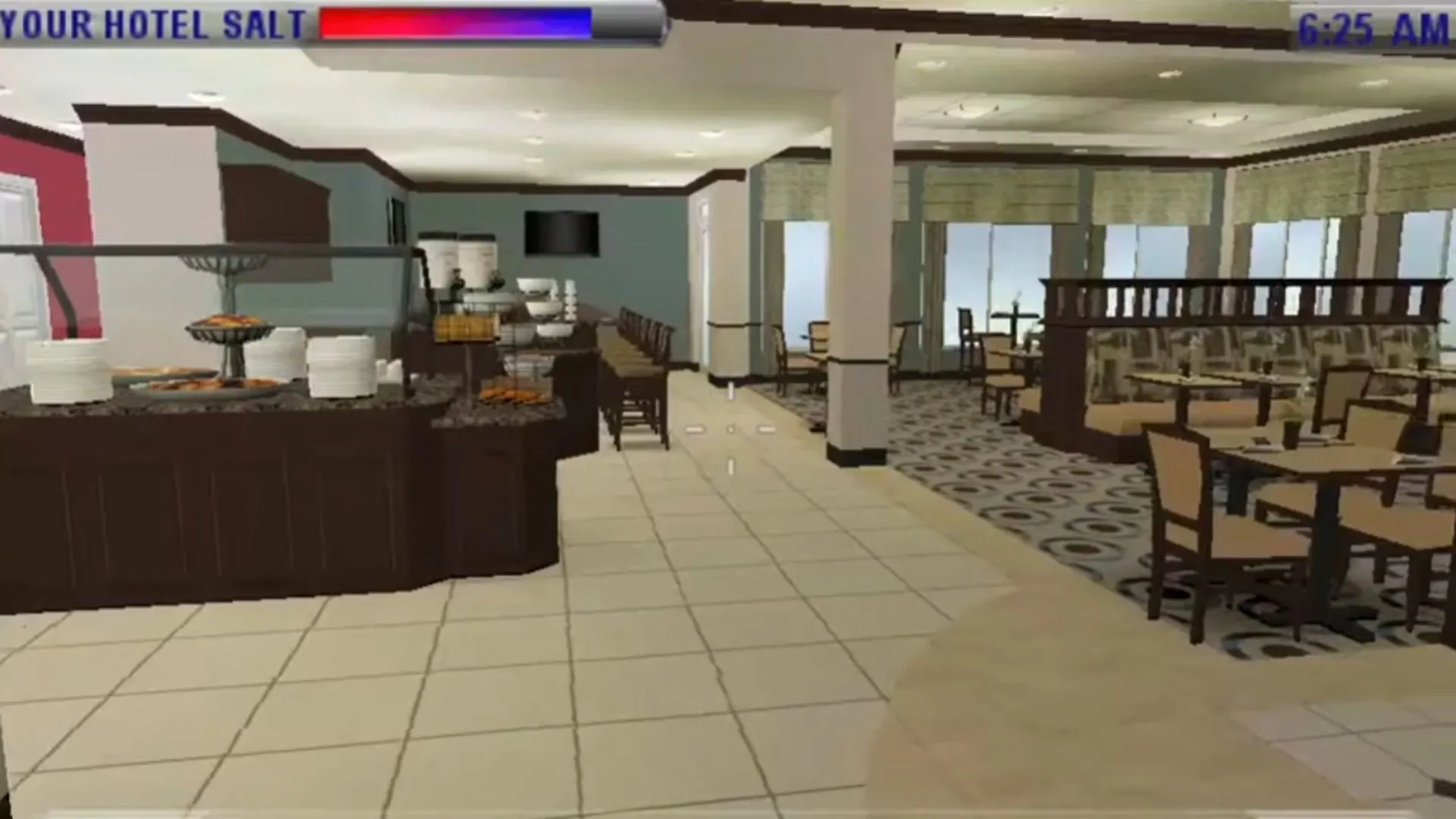 Gameplay The Hilton Family trên PSP với hình ảnh nhân viên khách sạn đang phục vụ khách hàng