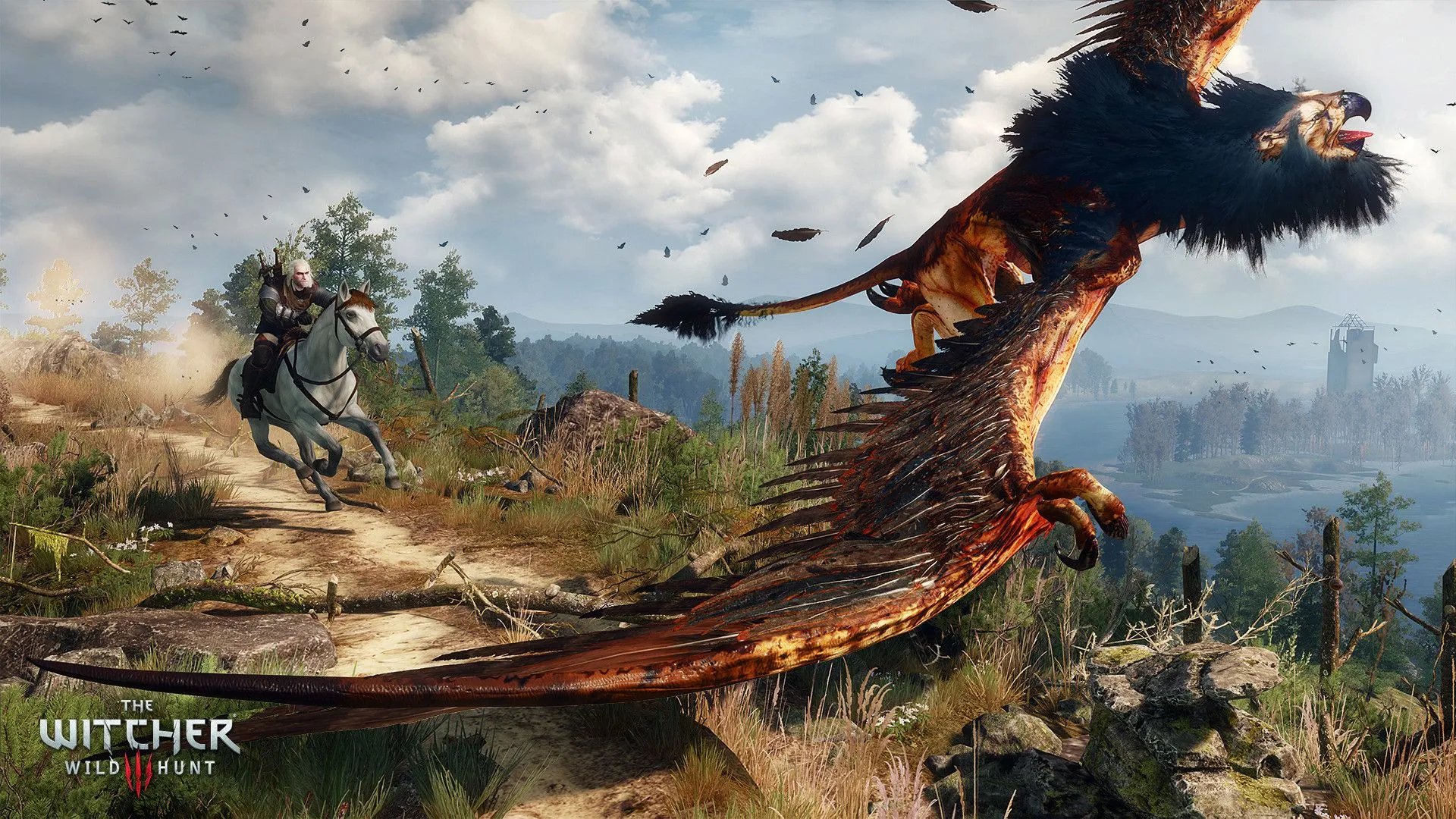 Geralt đang săn quái vật trong thế giới The Witcher 3: Wild Hunt đầy rộng lớn.