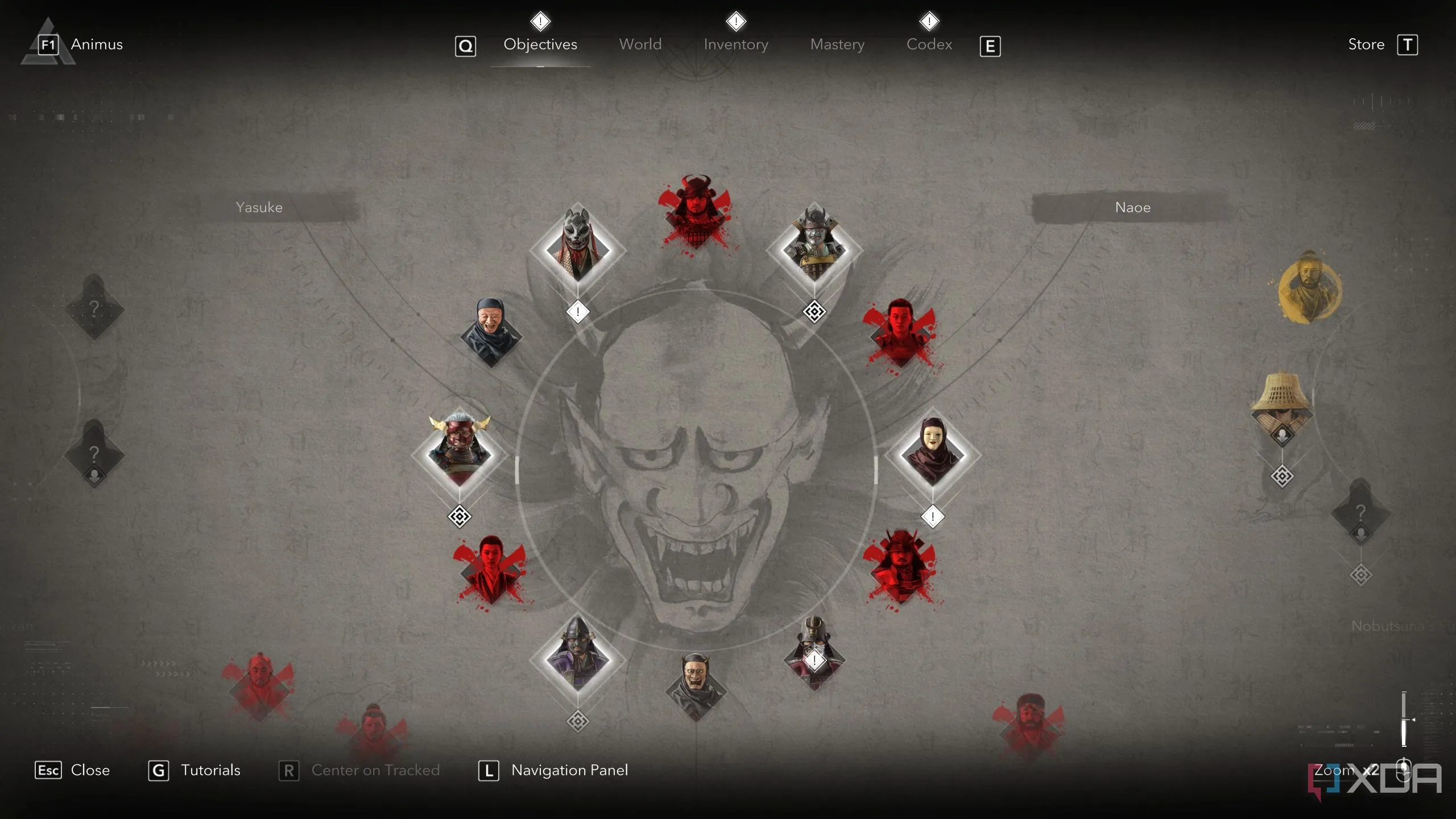 Giao diện bảng nhiệm vụ (Objective Board) trong Assassin's Creed Shadows, giúp người chơi dễ dàng theo dõi và quản lý các mục tiêu