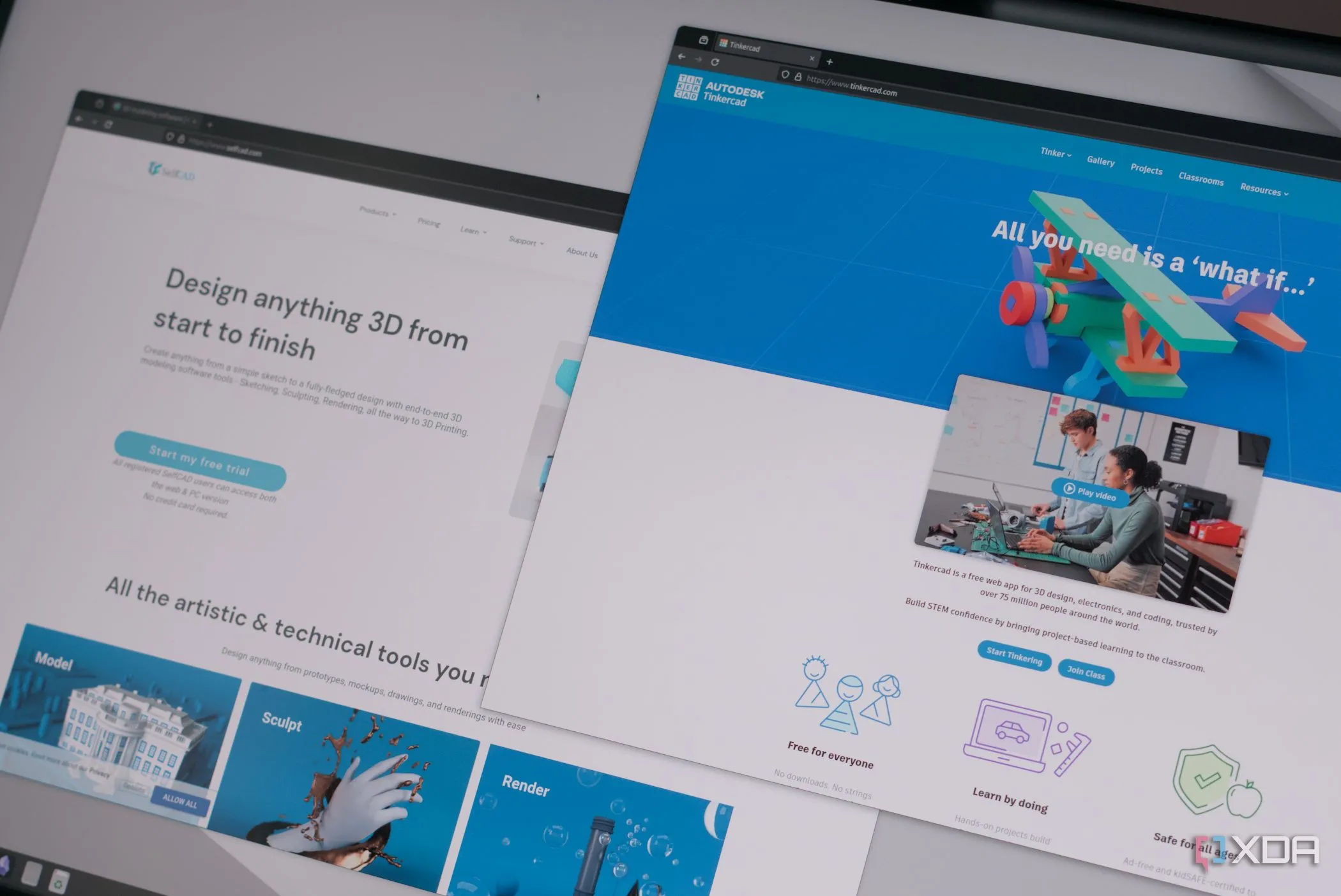 Giao diện các phần mềm thiết kế 3D phổ biến TinkerCAD và SelfCAD