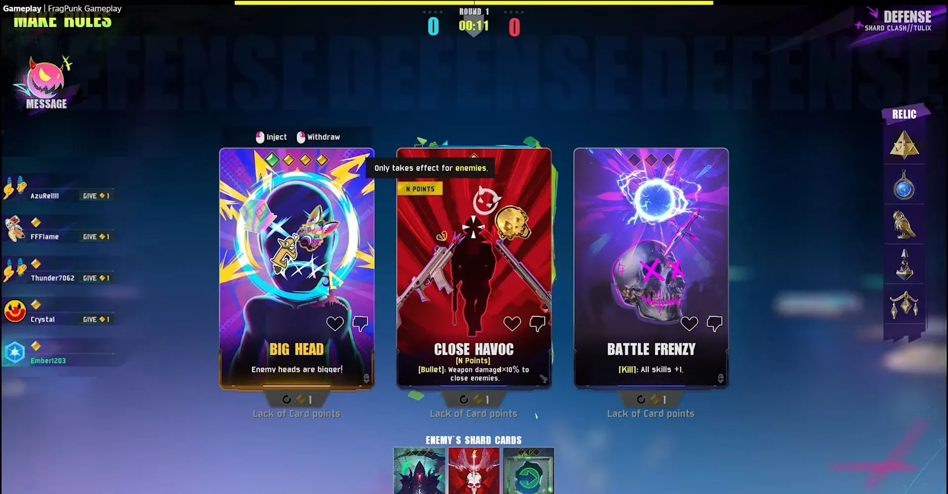 Giao diện chọn Shard Card độc đáo trong game FragPunk