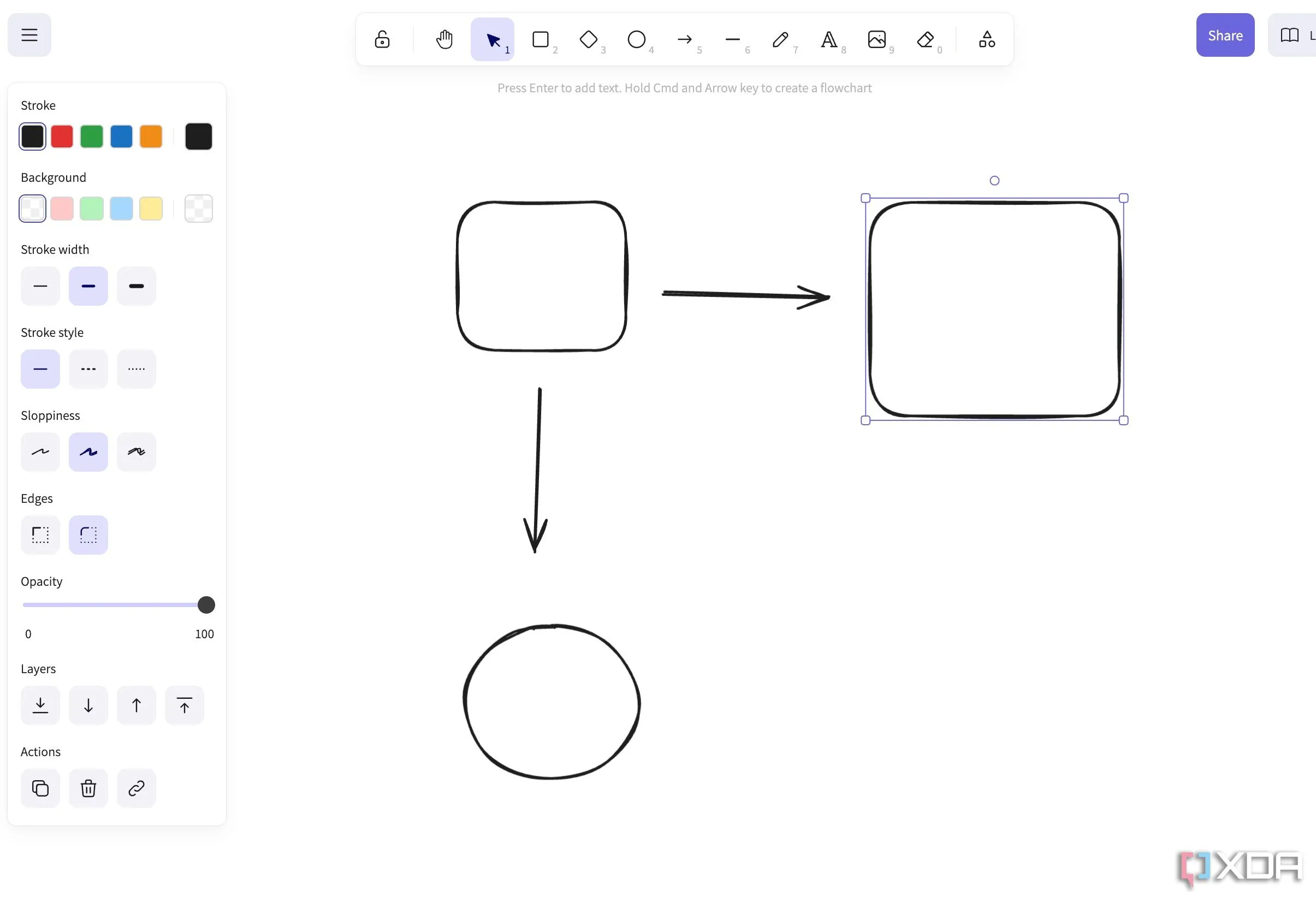 Giao diện Excalidraw với phong cách vẽ tay độc đáo, lý tưởng cho việc phác thảo ý tưởng