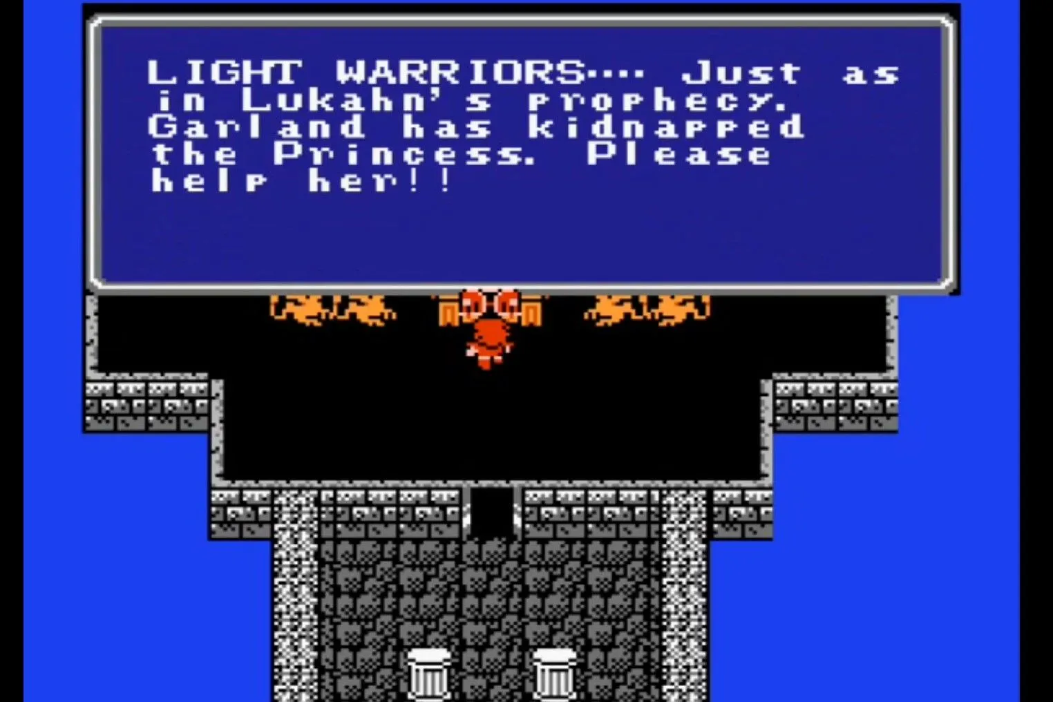 Giao diện khởi đầu quen thuộc trong game nhập vai Final Fantasy phiên bản NES đầu tiên