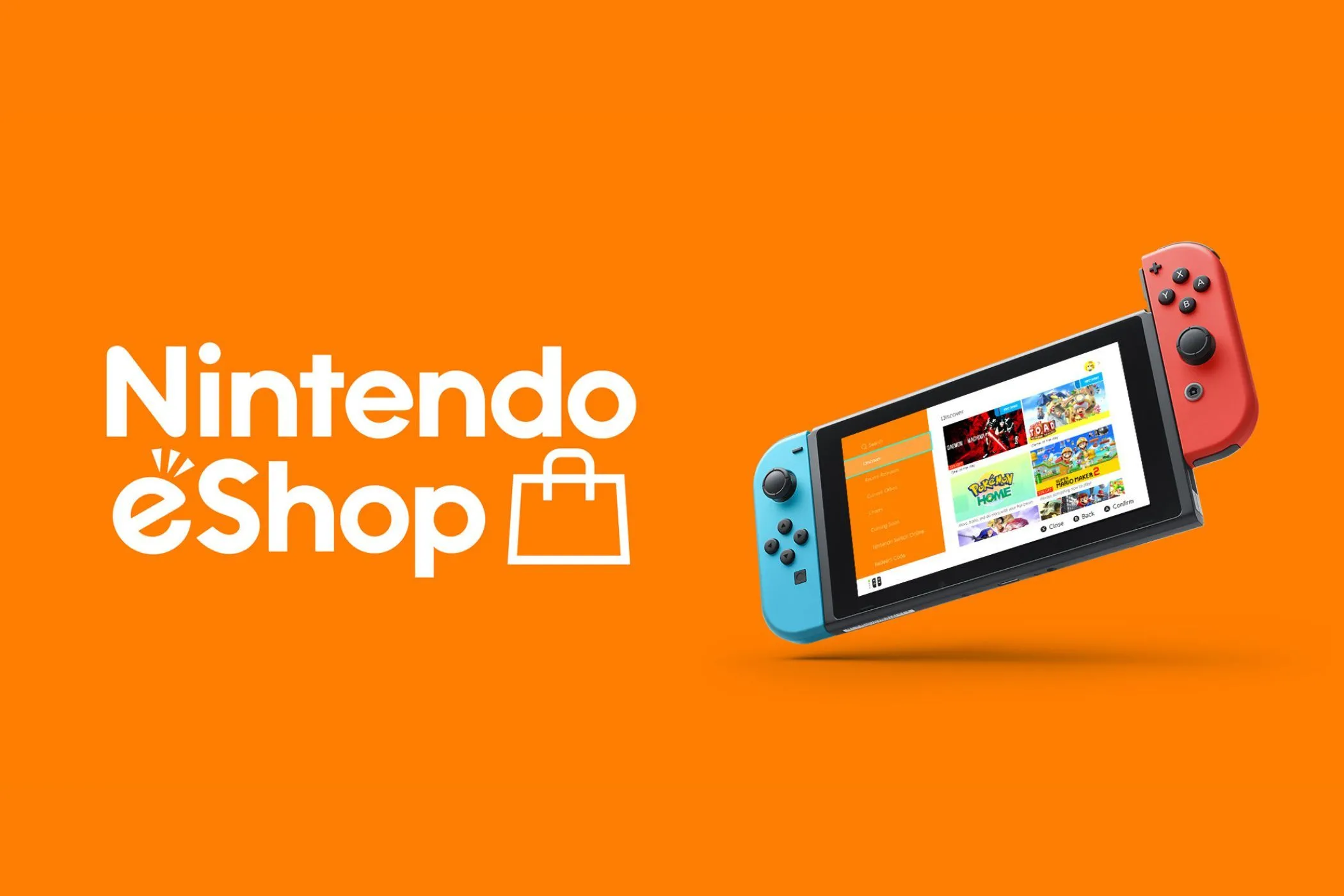 Giao diện khởi động eShop Nintendo Switch với các tùy chọn menu chính